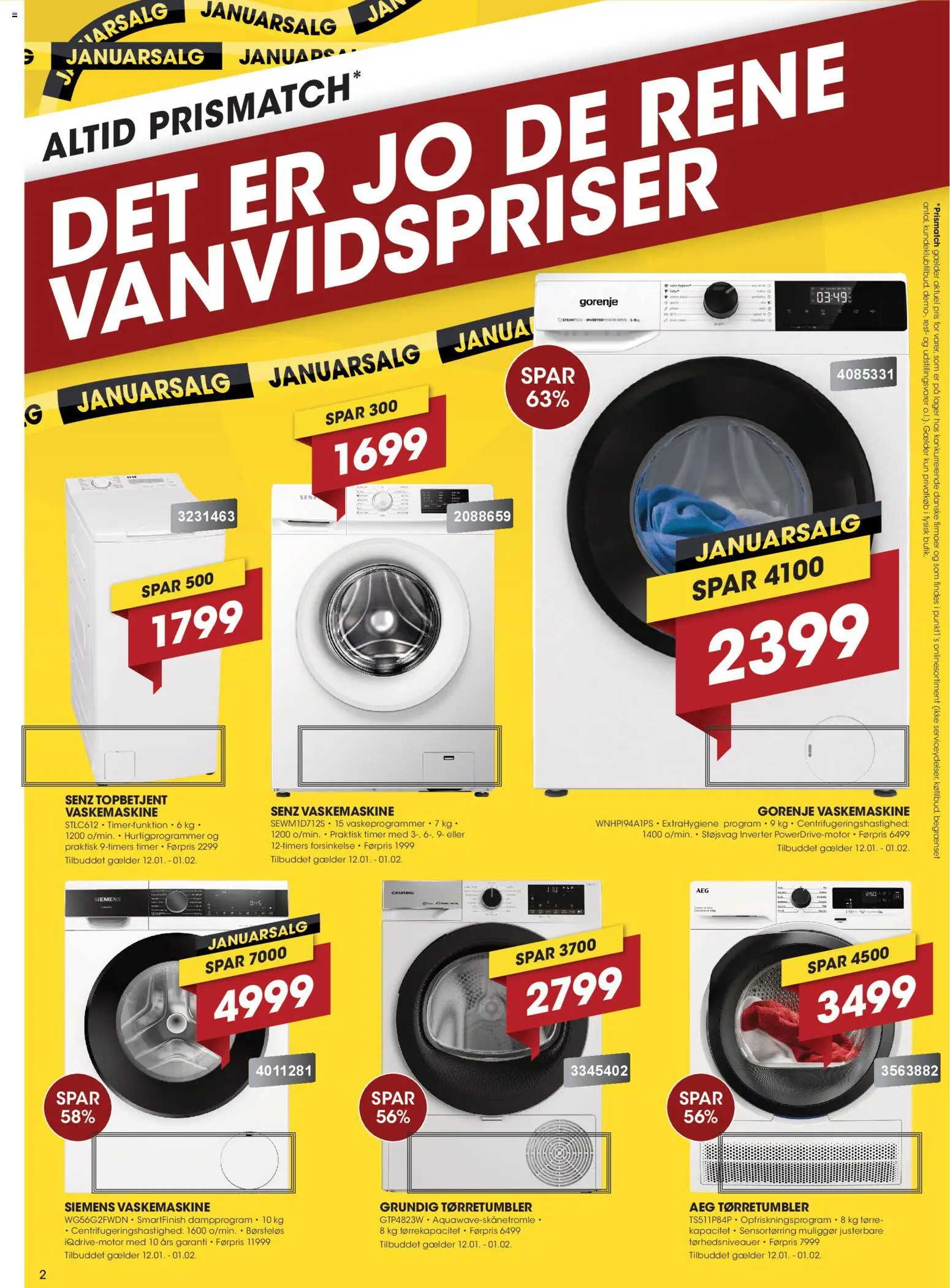 Punkt1 tilbudsavis – gyldig fra 12.01.2026 | Side: 2 | Produkter: Æg, Søm, Vaskemaskine, Tørretumbler