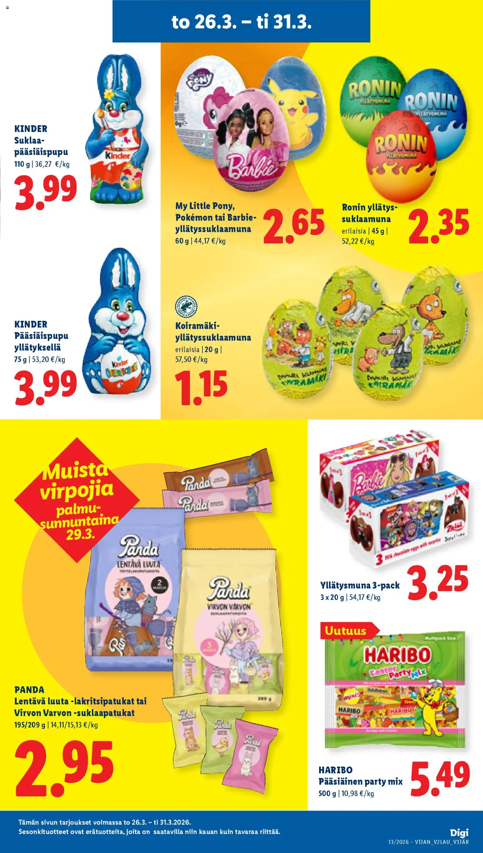 Lidl tarjoukset - Tampere – voimassa 26.03.2026 alkaen | Sivu: 11 | Tuotteet: Luuta, Suklaapatukat, Suklaa
