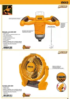 Ventilátor AKU 20V, Napätie: 20V, Priemer: 18 cm, Batéria a nabíjačka nie sú súčasťou balenia, Kompatibilné s batériami série INGCO P20S: FBLI2001, FBLI2002, FBLI2003 │ platný od 28.04.2025 | Strana: 19 | Produkty: Ventilátor, Náradie, Nabíjačka, Aku