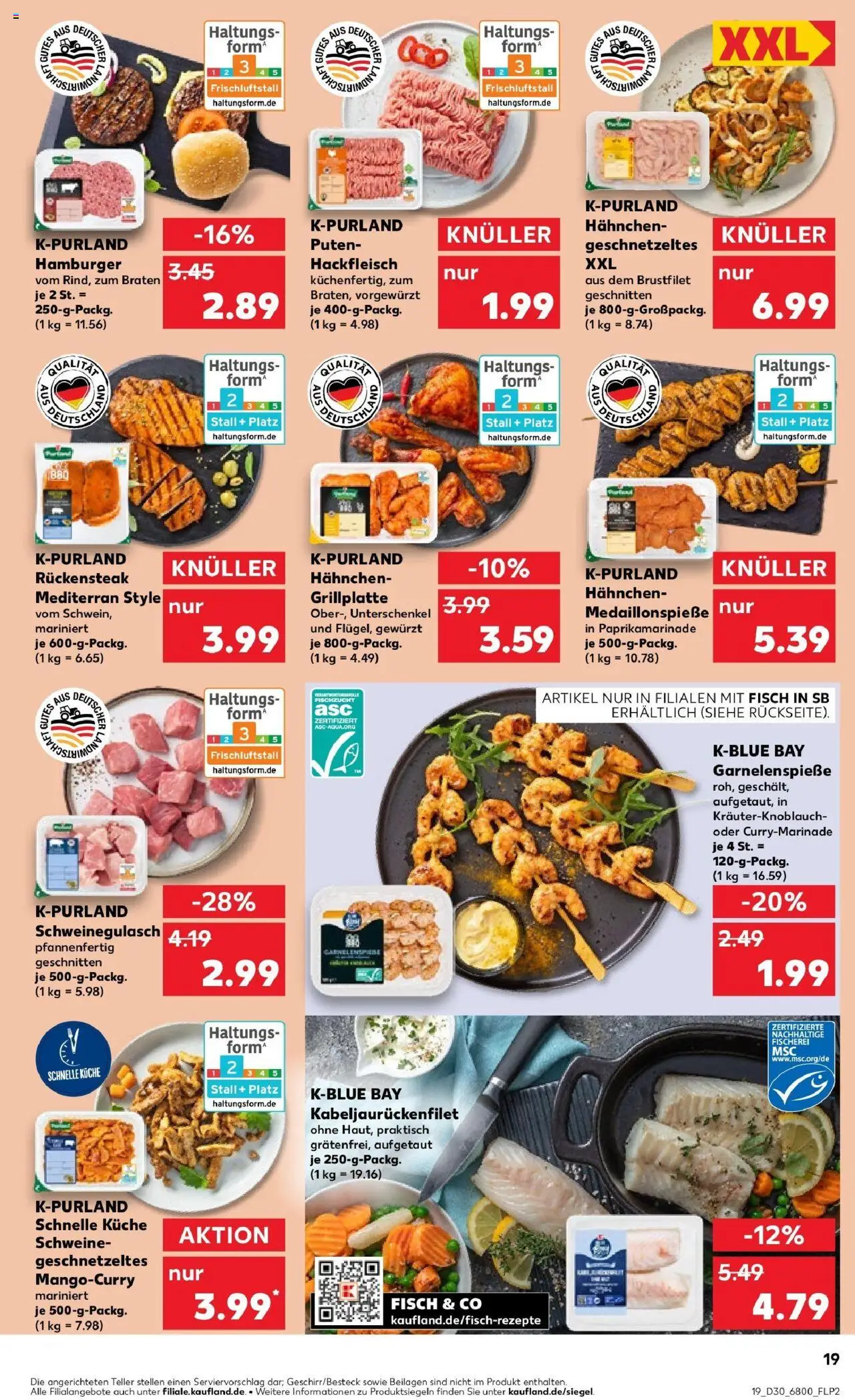 Kaufland prospekt Brandenburg An Der Havel	 - gültig ab dem 27.07.2025 | Seite: 42 | Produkte: Schweinegulasch, Fisch, Steak, Hackfleisch