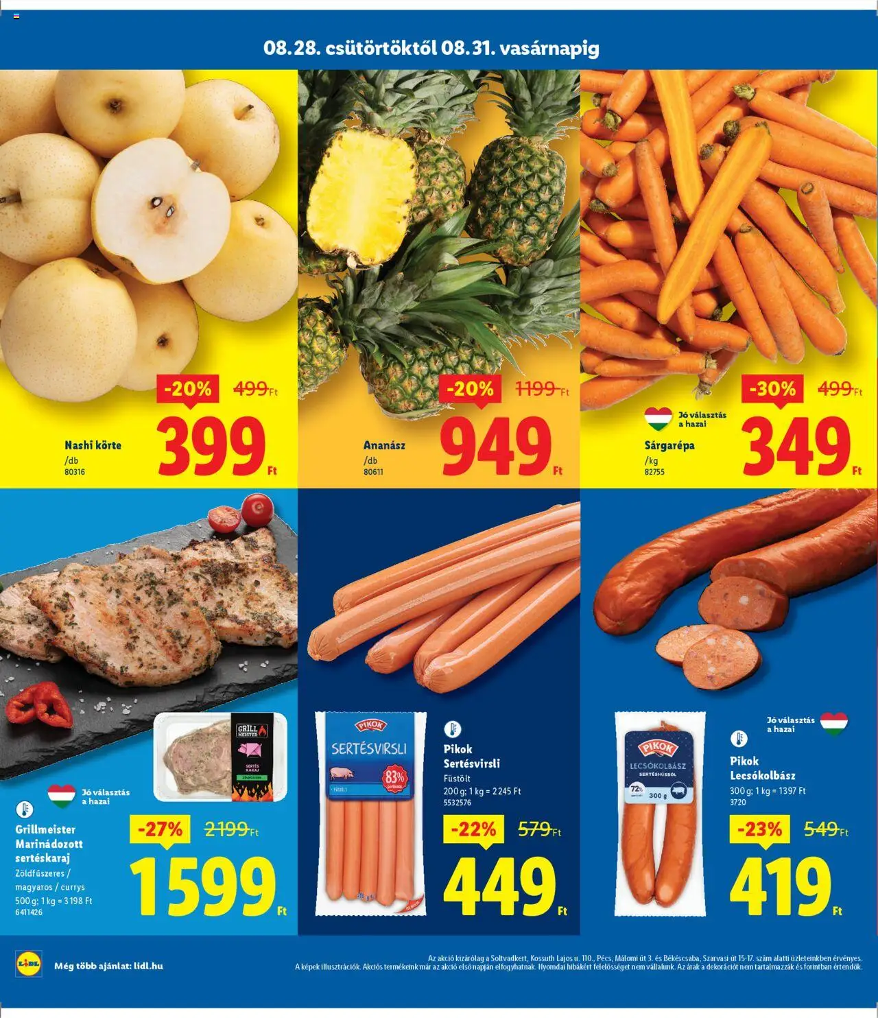 Lidl akciós ujság - amely érvényes a következő dátumtól: 28.08.2025 | Oldal: 2 | Termékek: Körte, Sárgarépa, Sertéskaraj, Lecsókolbász