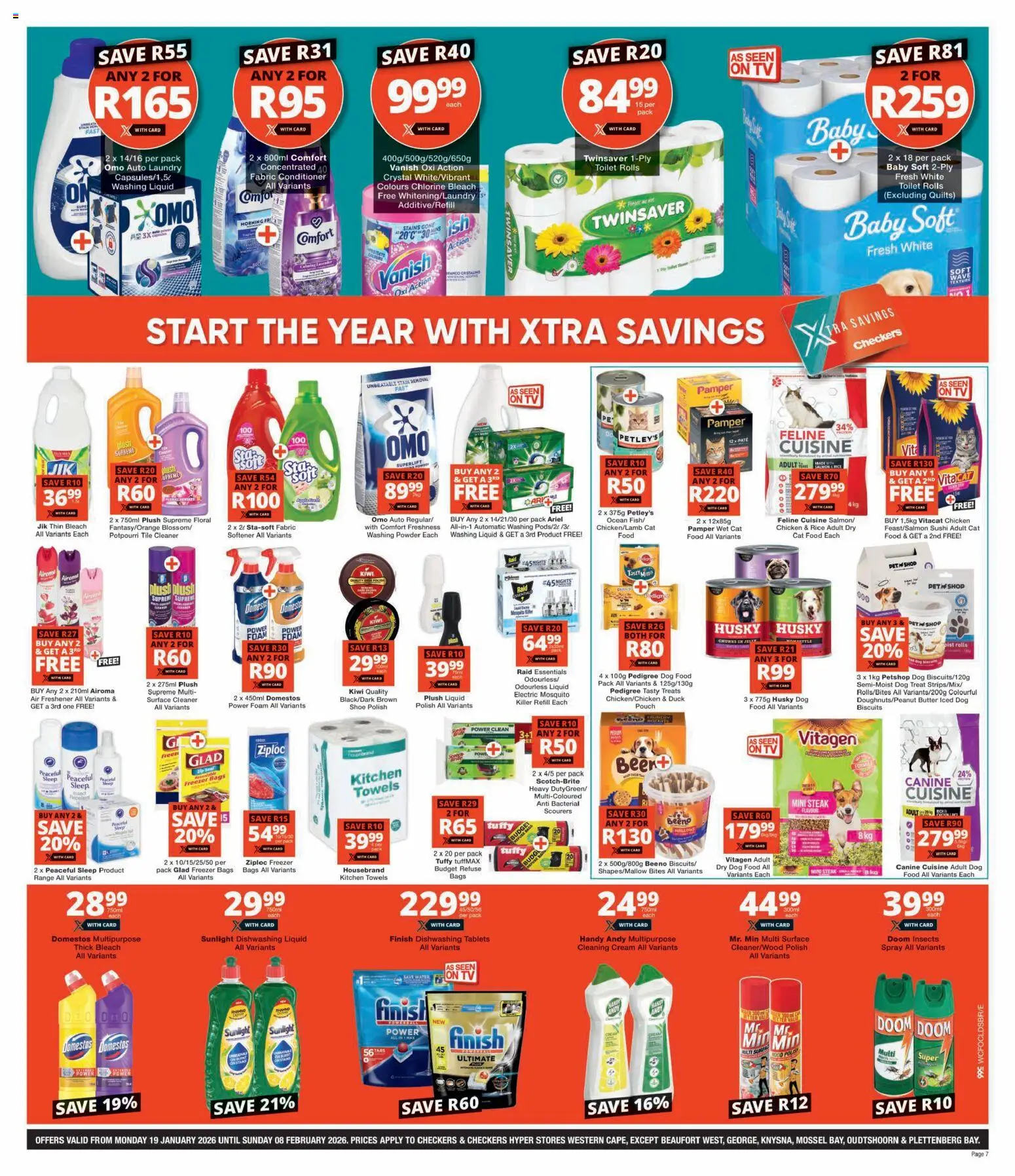 New Checkers catalogue – valid from 18.01.2026 | Page: 7 | Products: Surface cleaner, Rice, Dog biscuits, Cream