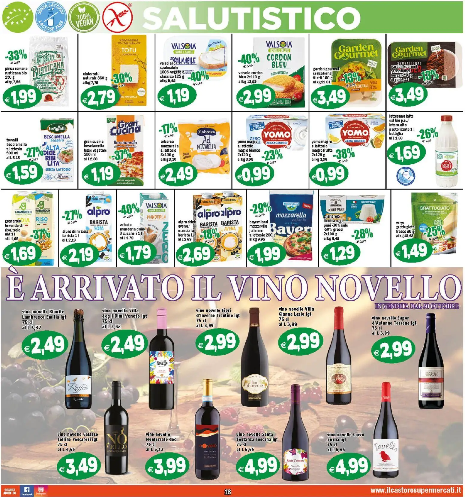 Volantino Il Castoro del 29.10.2025 | Pagina: 16 | Prodotti: Sale, Mozzarella, Tofu, Besciamella