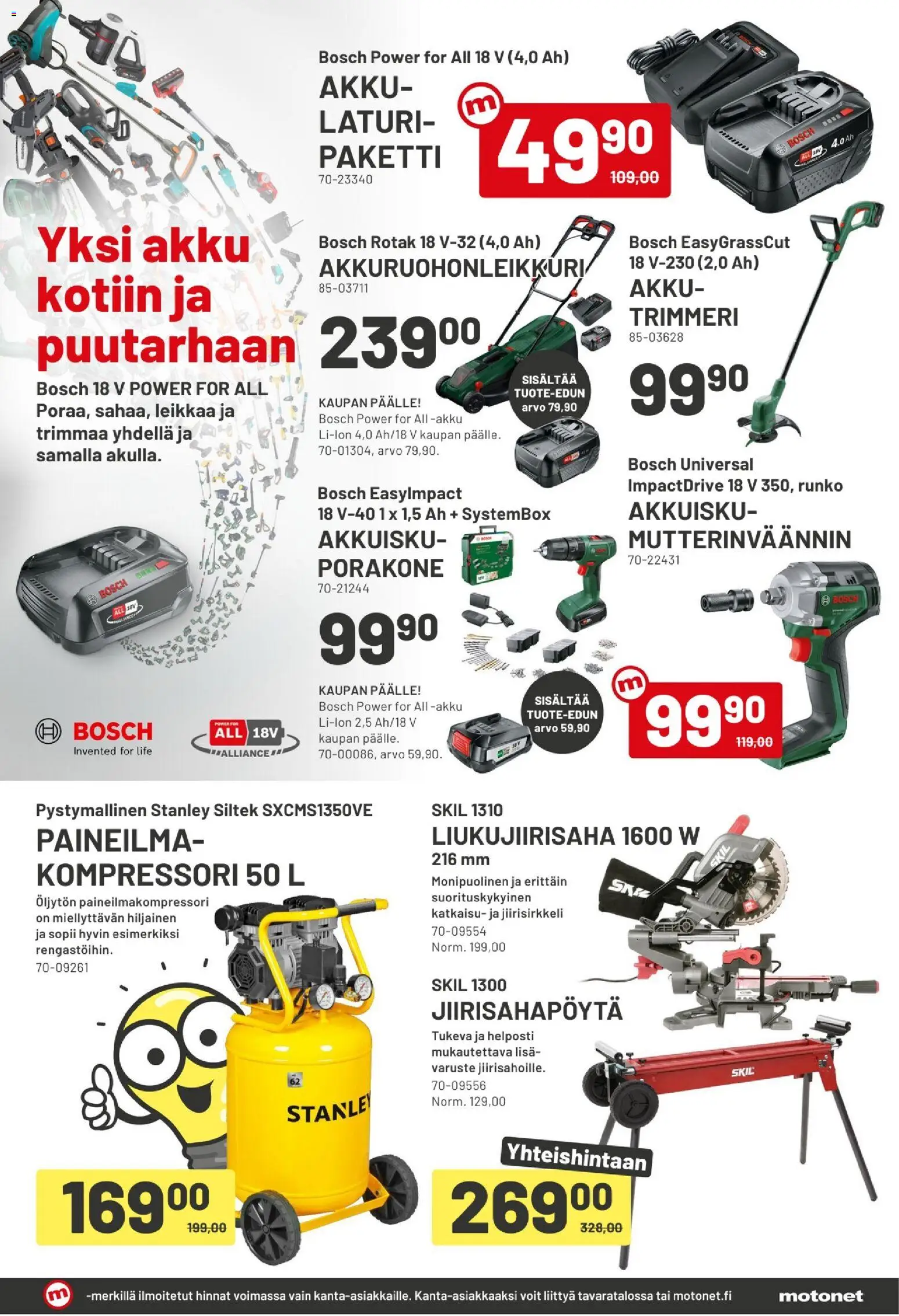 Motonet tarjoukset – voimassa 22.04.2026 alkaen | Sivu: 15 | Tuotteet: Akku, Kompressori, Trimmeri, Laturi