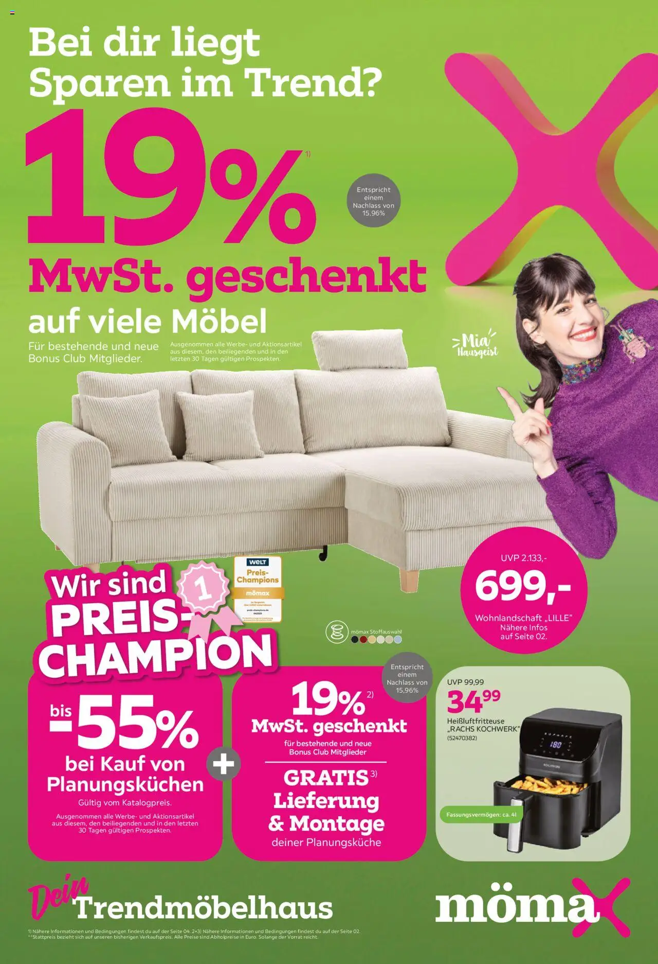 Mömax Prospekt 	 – gültig ab 20.10.2025 | Seite: 1 | Produkte: Wohnlandschaft, Heißluftfritteuse
