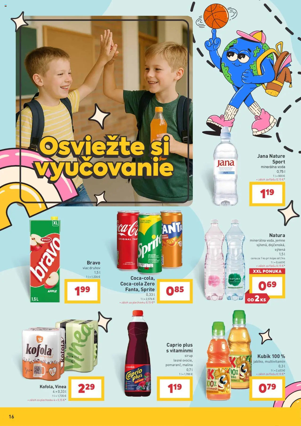 Billa zvoní na školské nákupy │ platný od 30.07.2025 | Strana: 16 | Produkty: Apple, Kofola, Sprite, Voda