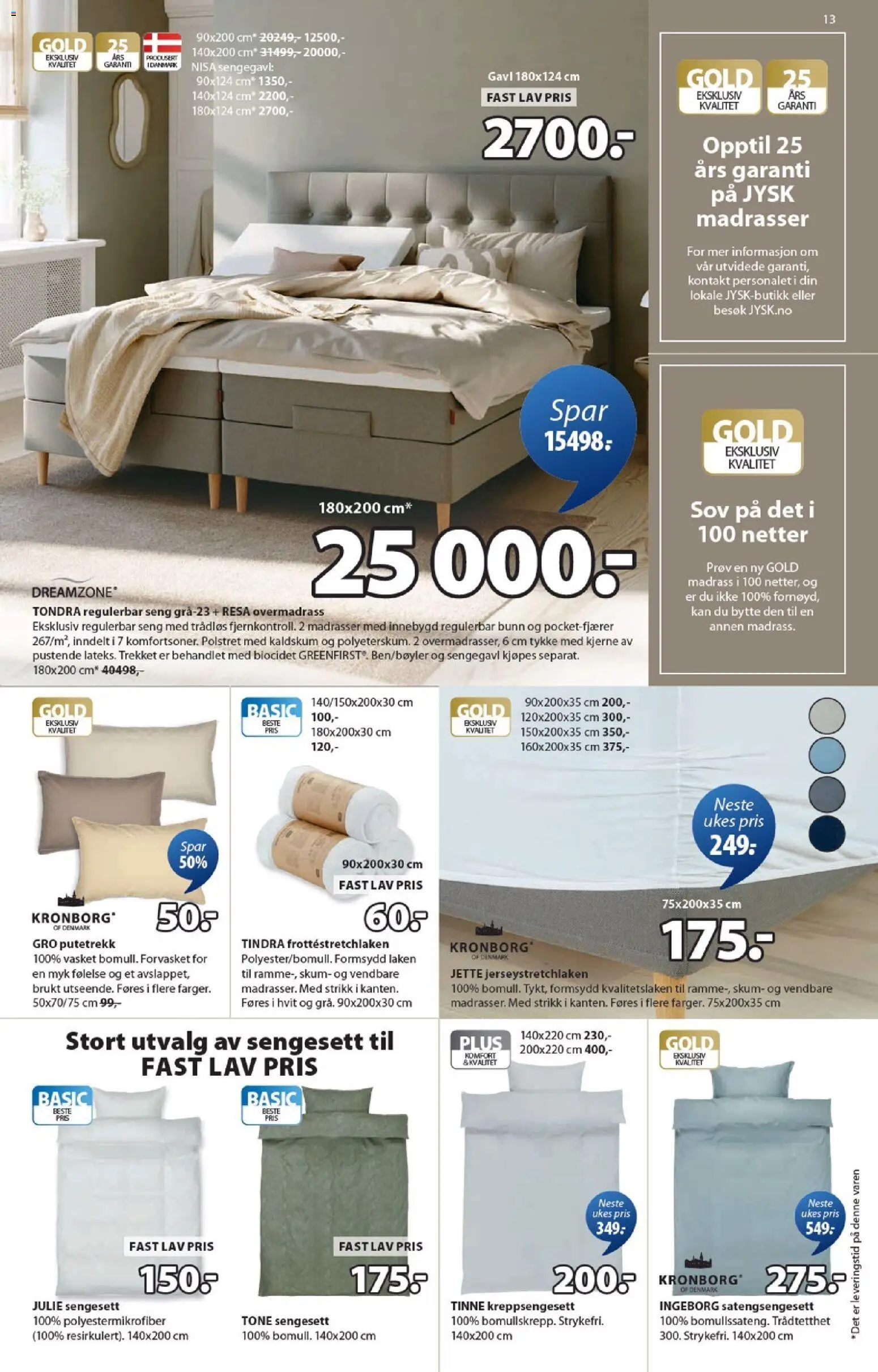 {H1} | Side: 13 | Produkter: Kontakt, Overmadrass, Seng, Sengegavl