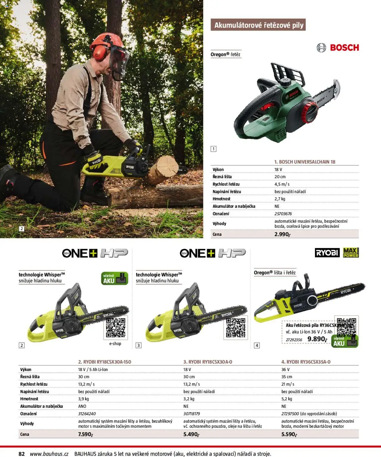 Bauhaus katalog Zahradní technika od 01.04.2025 | Strana: 82 | Produkty: Oleje, Aku řetězová pila, Nářadí, Pila