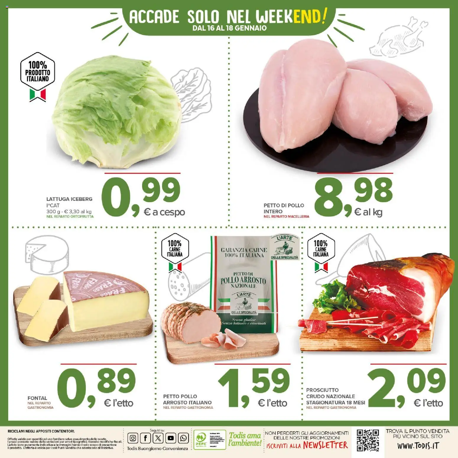 Volantino Todis del 08.01.2026 | Pagina: 24 | Prodotti: Petto di Pollo, Arrosto, Pollo, Lattuga