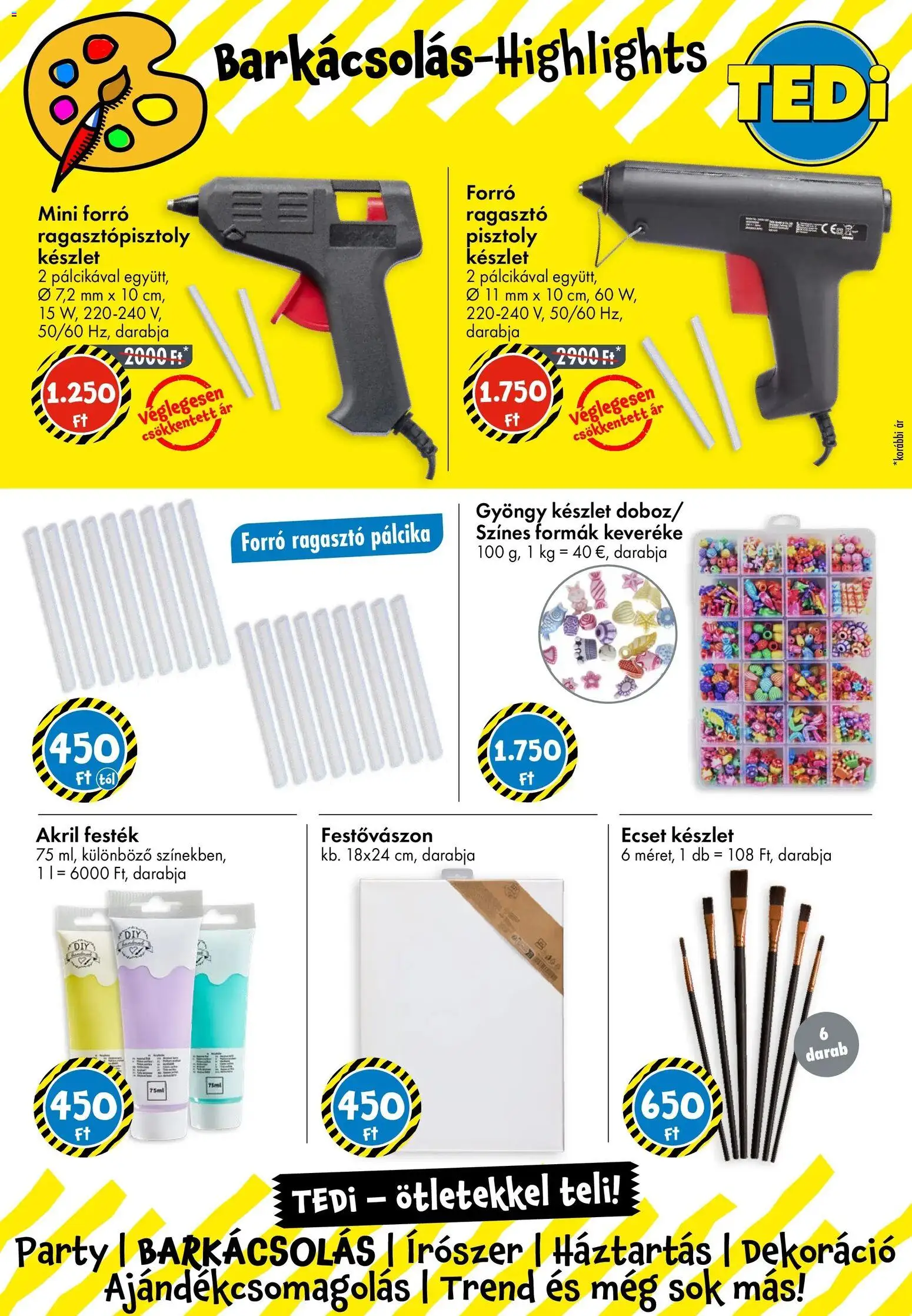 TEDi akciós ujság - amely érvényes a következő dátumtól: 28.11.2025 | Oldal: 12 | Termékek: Ragasztópisztoly, Akril festék, Festővászon, Ecset