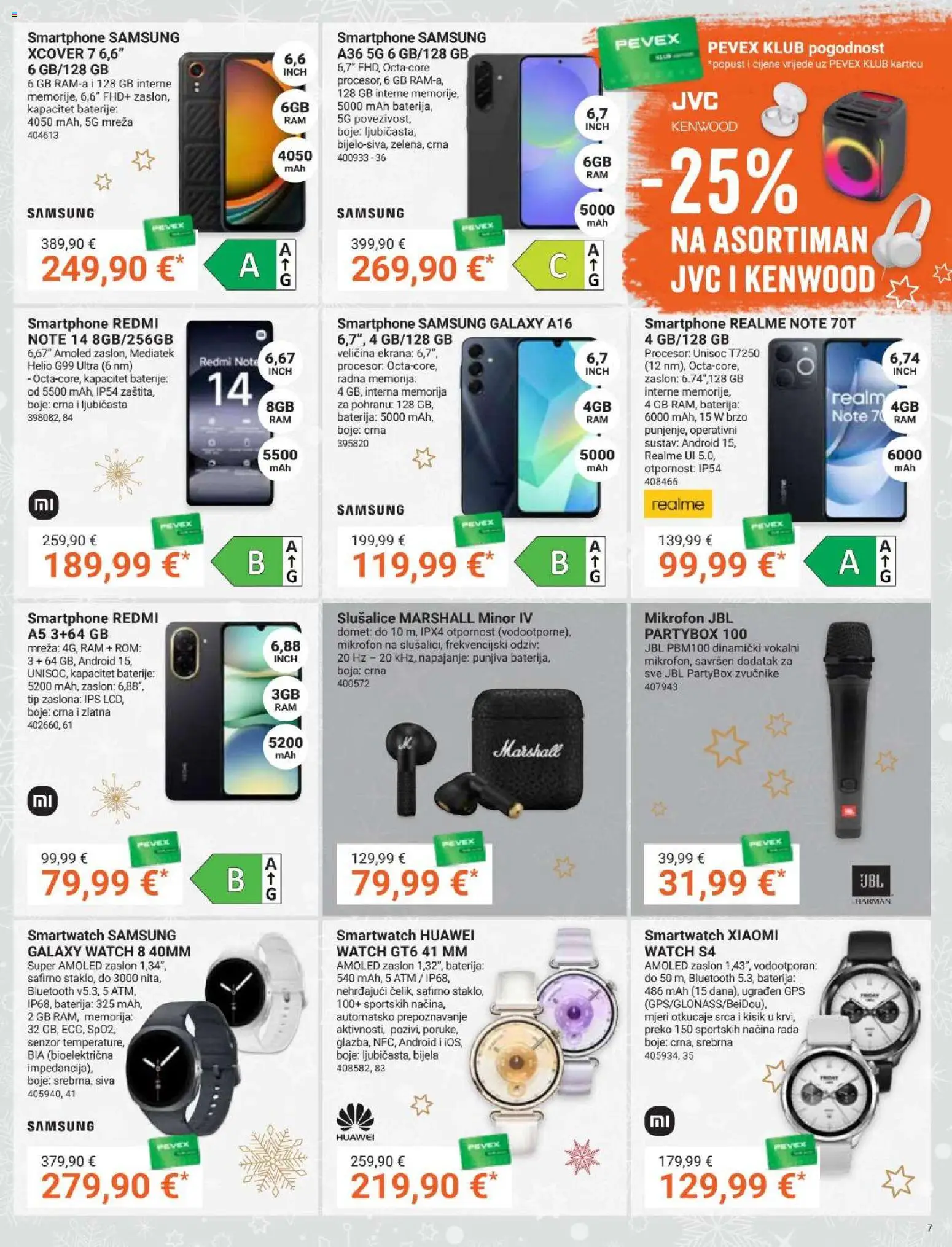 Pevex katalog | vrijedi od 27.11.2025 | Stranica: 7 | Proizvodi: Baterija, Baterije, Smartphone, Slušalice