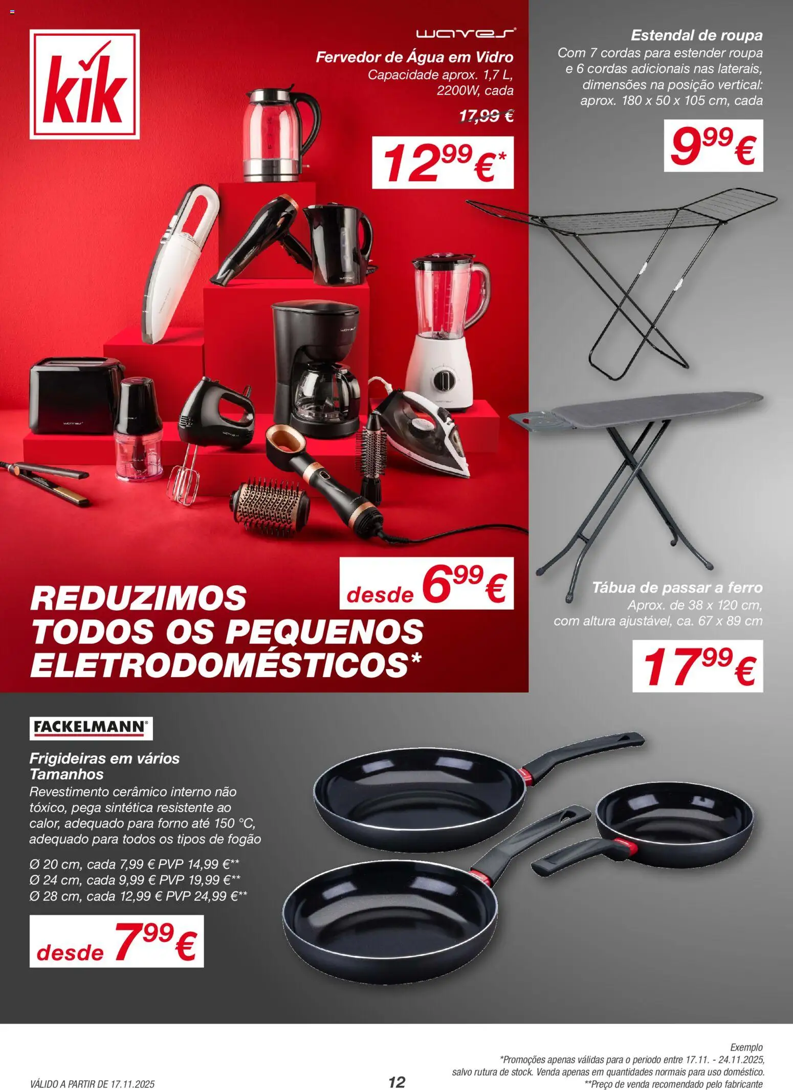 KIK Black Friday │ válido de 17.11.2025 | Página: 12 | Produtos: Tábua, Forno, Ferro, Tábua de passar