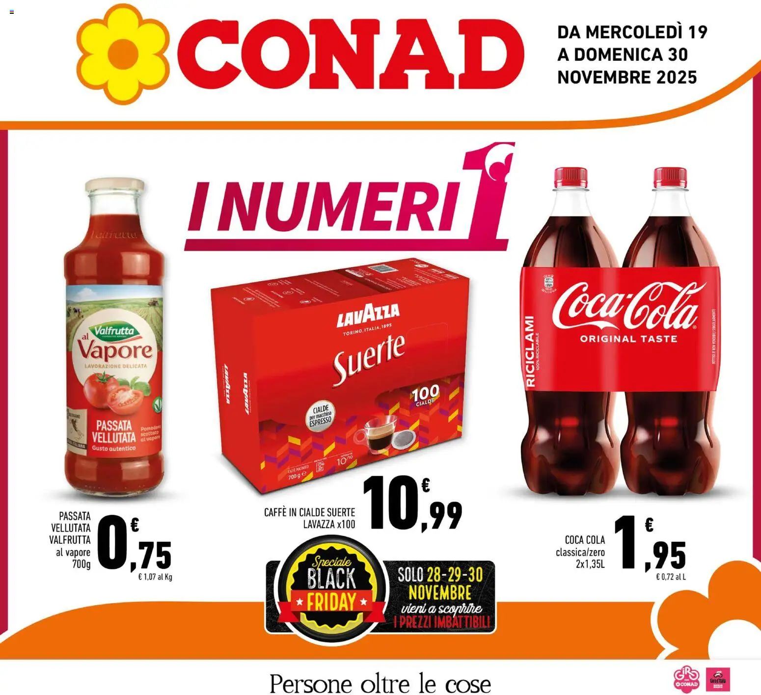 Volantino Conad del 19.11.2025 | Pagina: 1 | Prodotti: Caffè, Lavazza, Caffè in cialde, Coca Cola