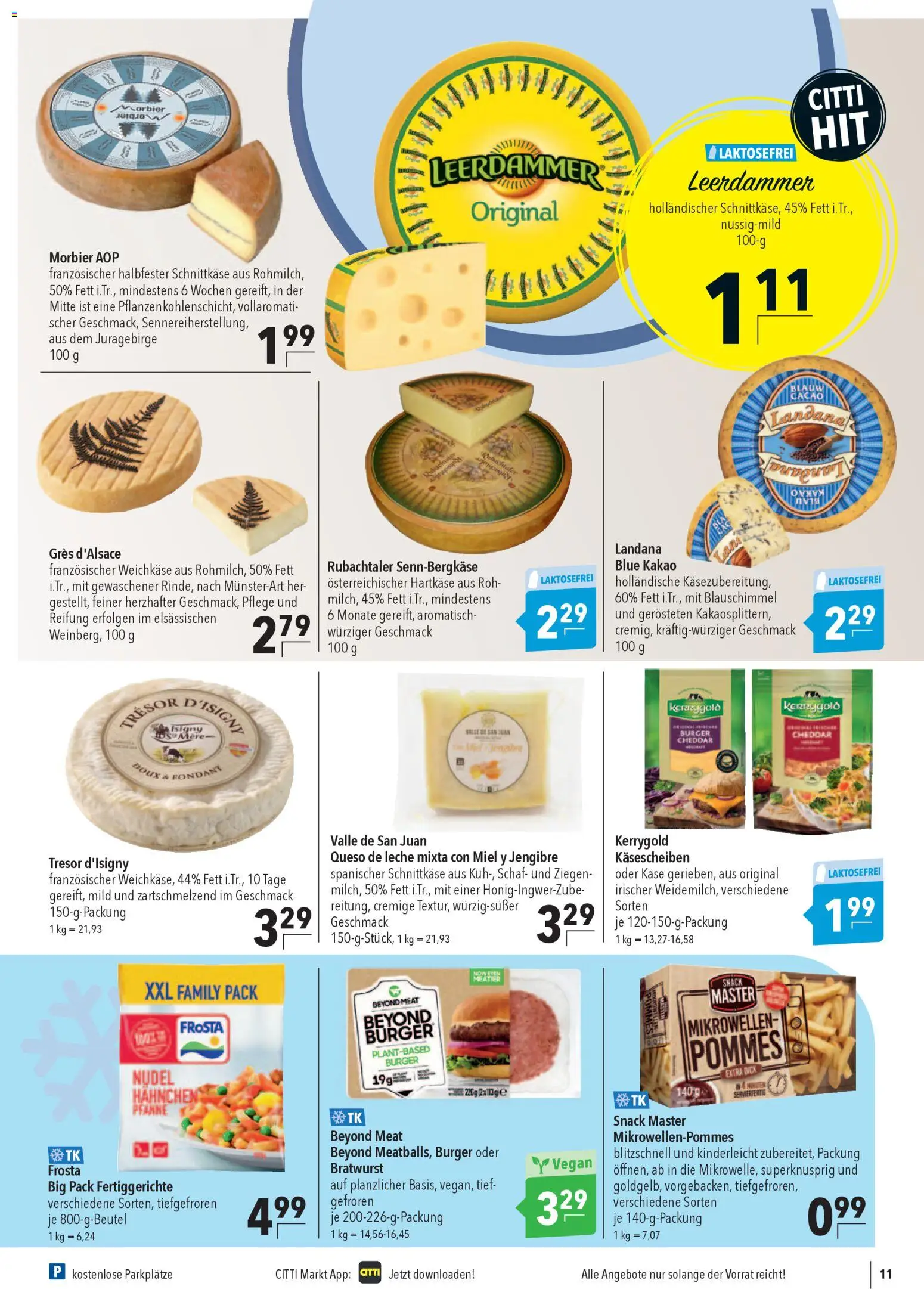 CITTI Markt Prospekt 	 – gültig ab 25.03.2026 | Seite: 11 | Produkte: Käse, Pommes, Bratwurst, Frosta