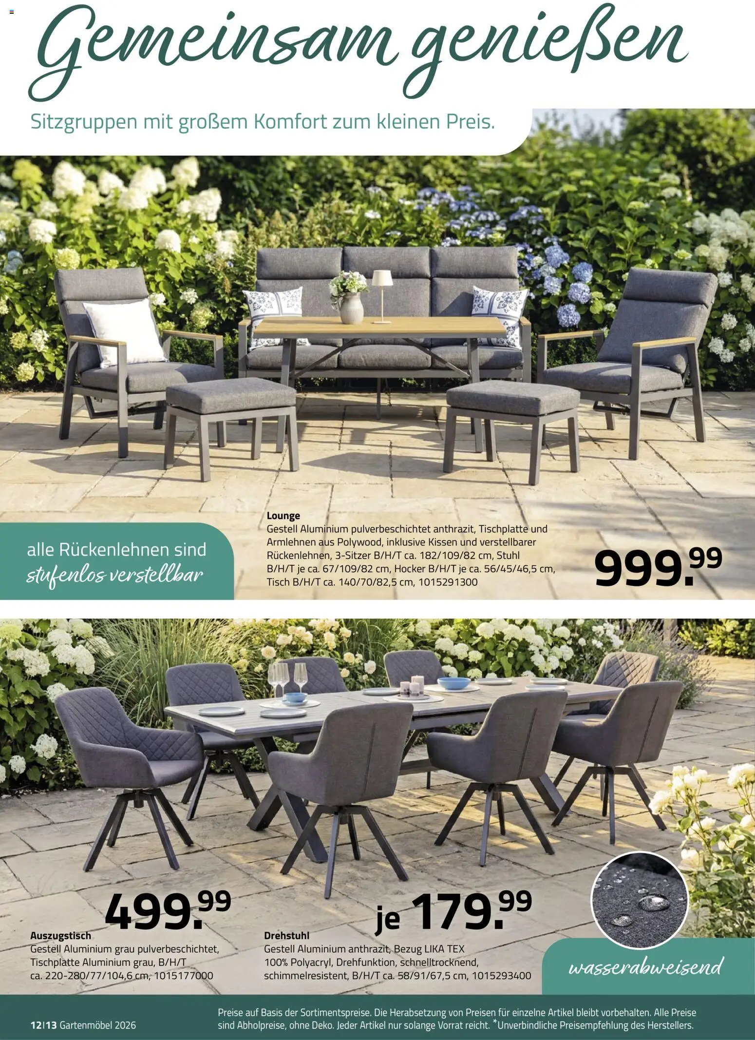 Roller Garten looks – gültig ab 23.02.2026 | Seite: 12 | Produkte: Hocker, Tisch, Stuhl, Gartenmöbel