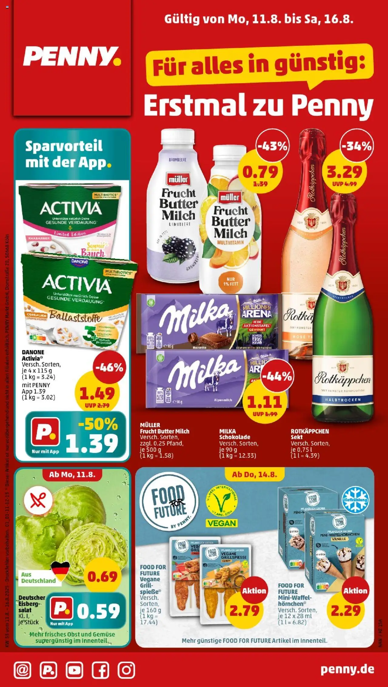 Penny - Mecklenburg-Vorpommern - gültig ab dem 11.08.2025 | Seite: 1 | Produkte: Schokolade, Sekt, Spieße, Rotkäppchen