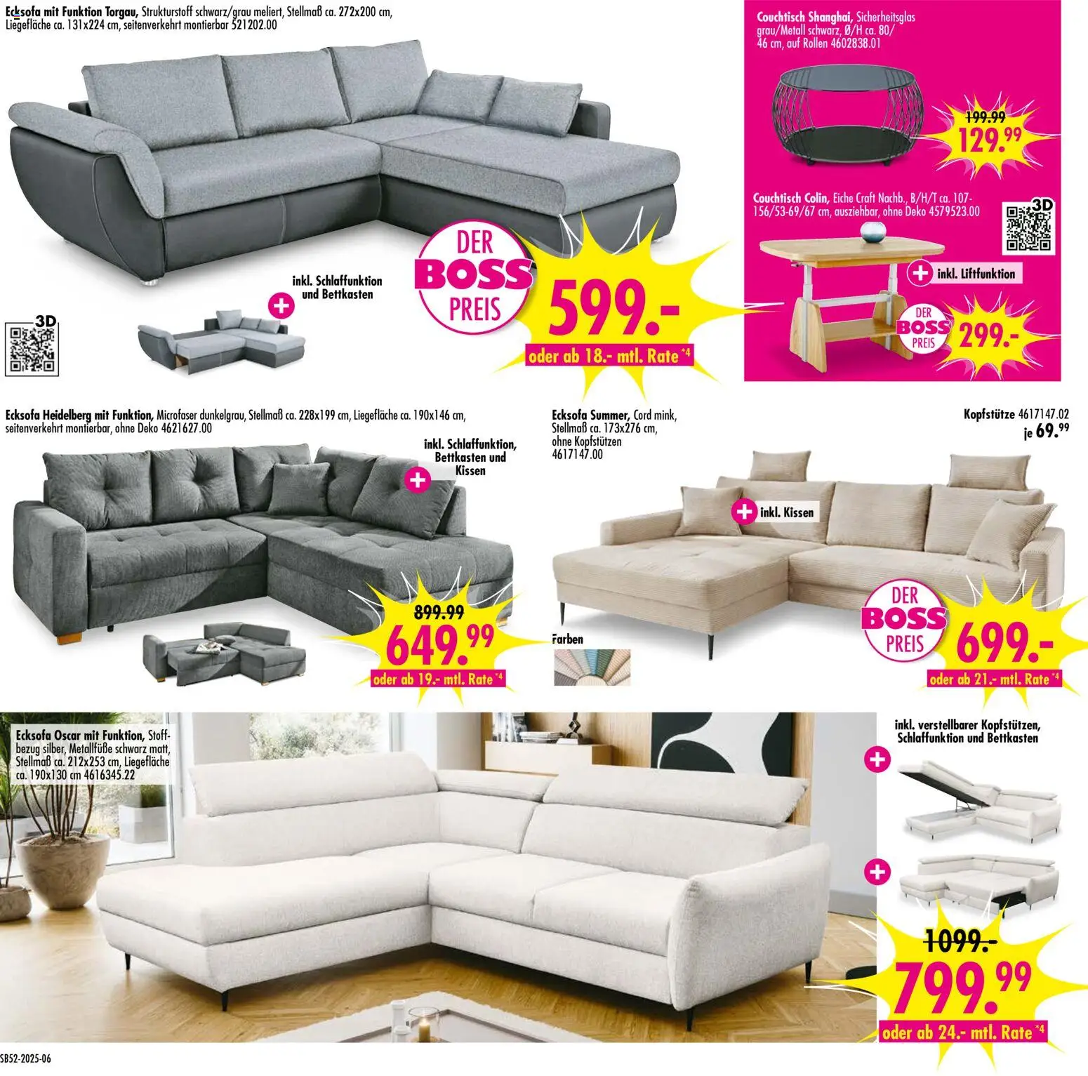 SB Möbel Boss Prospekt 	 – gültig ab 20.12.2025 | Seite: 6 | Produkte: Ecksofa, Kissen, Couchtisch