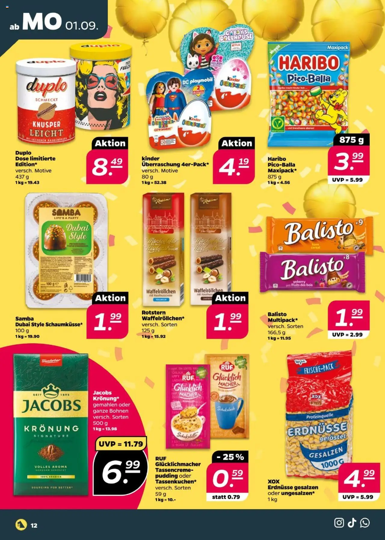 Netto Prospekt 	 - gültig ab dem 01.09.2025 | Seite: 12 | Produkte: Erdnüsse, Haribo, Schokolade, Pudding