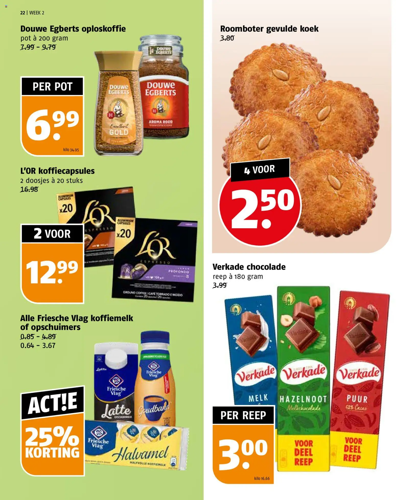 {H1} | Pagina: 22 | Producten: Chocolade, Koffiecapsules, Oploskoffie, Roomboter