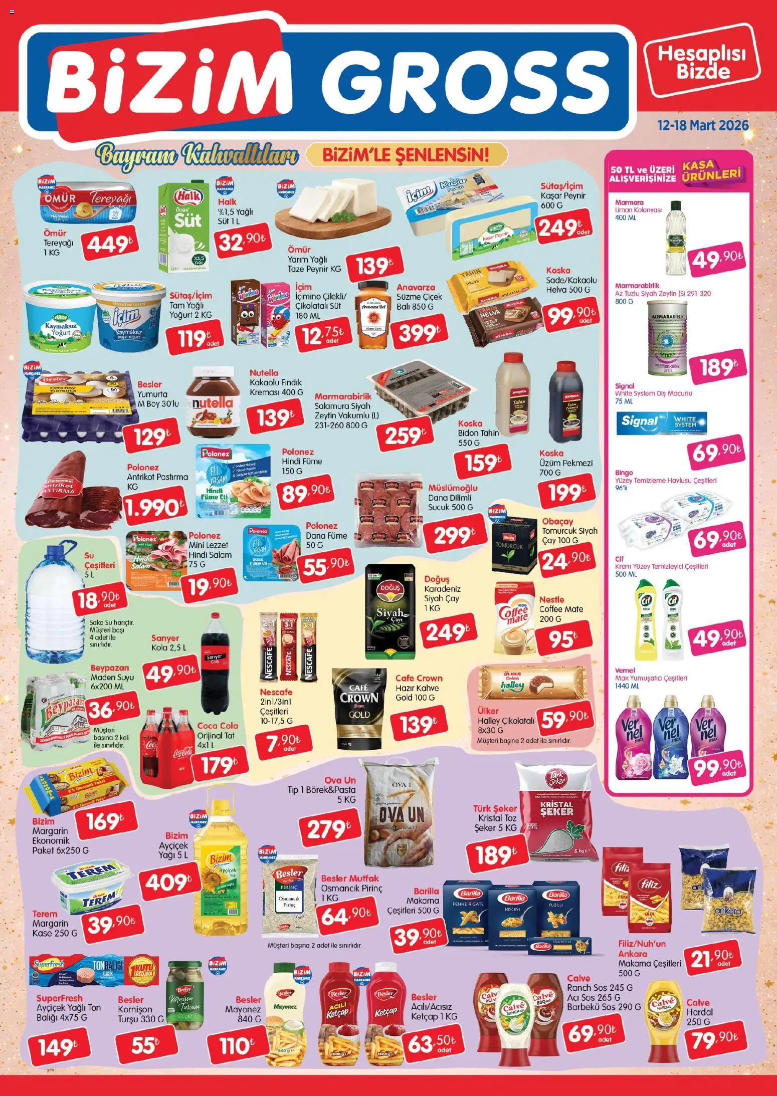 Bizim Toptan - Bizim Gross Fırsat Bülteni - 12.03.2026 tarihinden itibaren geçerlidir | Sayfa: 3 | Ürünler: Peynir, Barbekü sos, Zeytin, Maden suyu