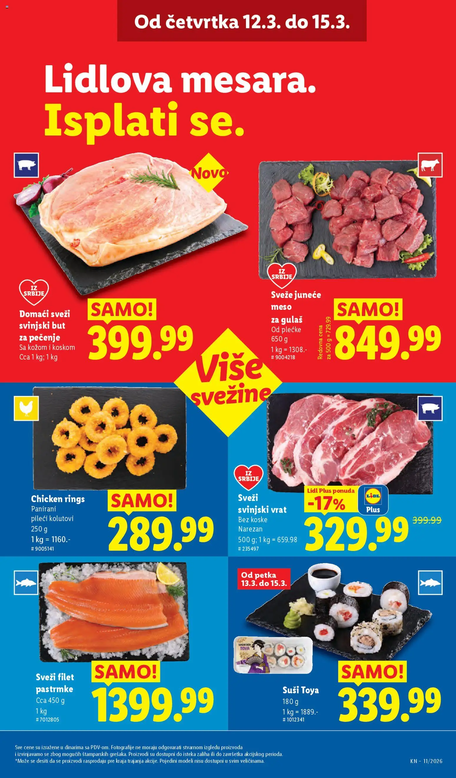 Lidl katalog - važi od 12.03.2026 | Strana: 15 | Proizvode: Juneće meso, Svinjski vrat, Svinjski but, Meso za gulaš