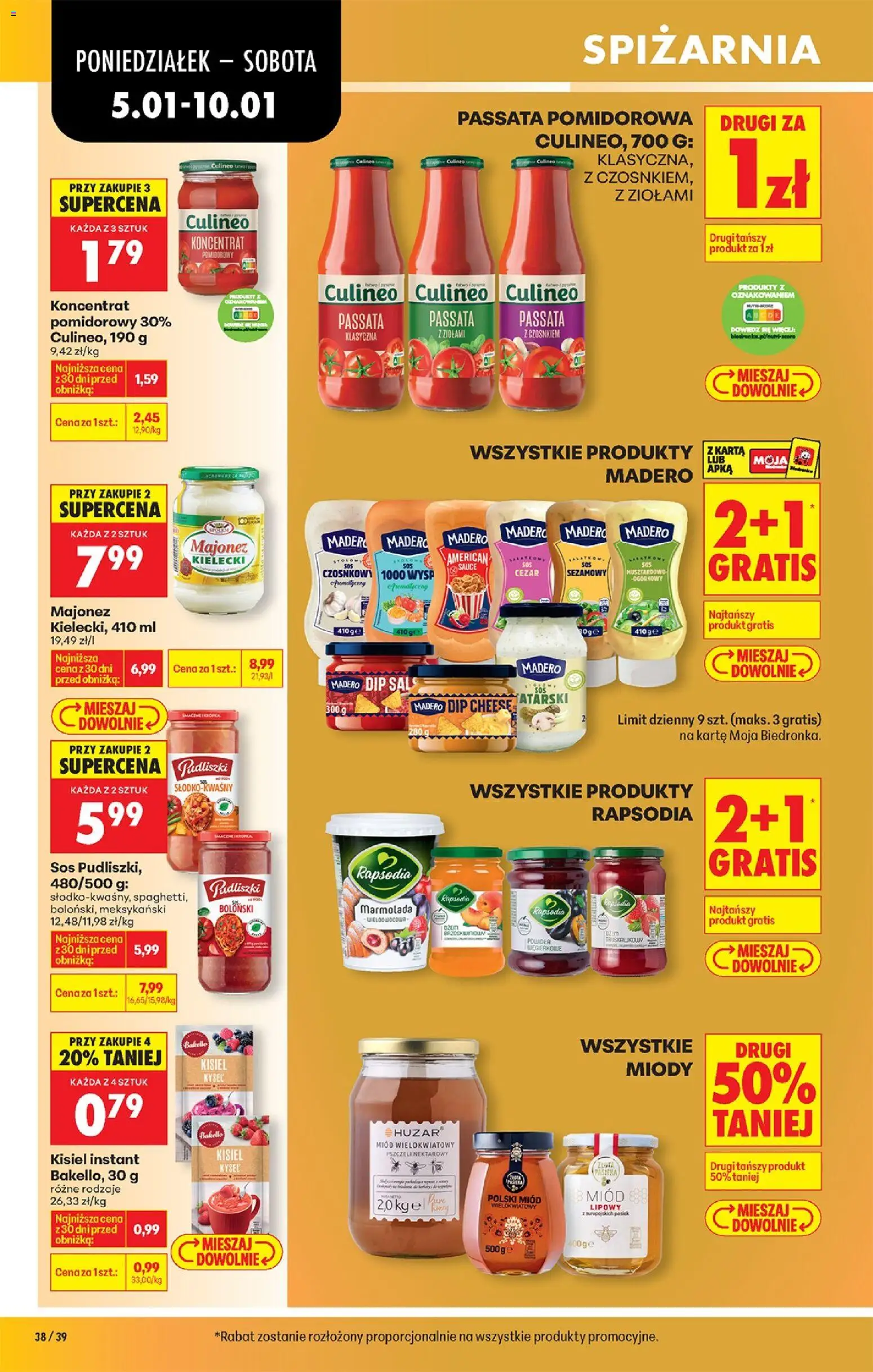 Biedronka gazetka od 05.01.2026 | Strona: 46 | Produkty: Miód, Koncentrat pomidorowy, Dżem, Majonez