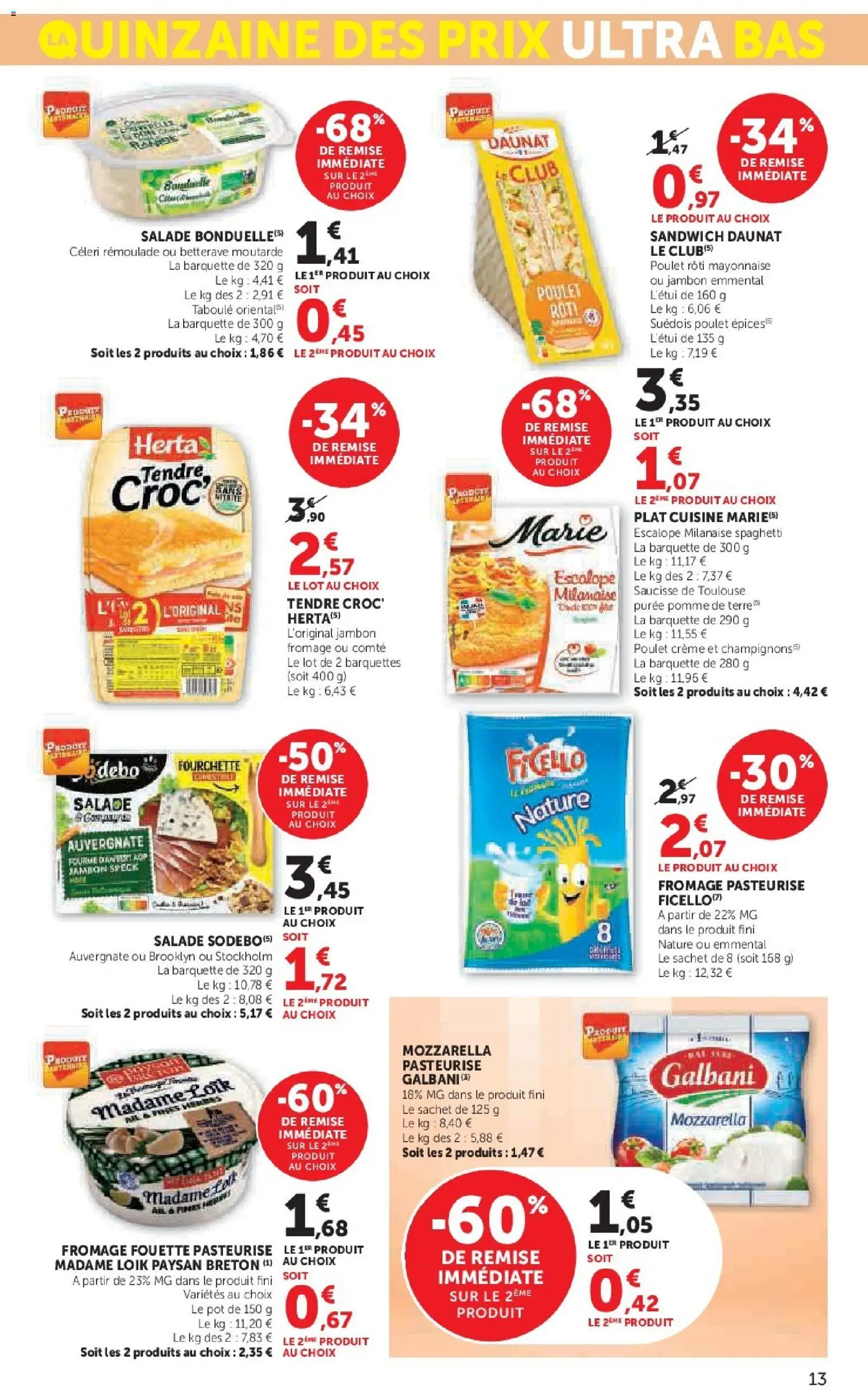 {H1} | Page: 13 | Produits: Spaghetti, Betterave, Sandwich, Moutarde