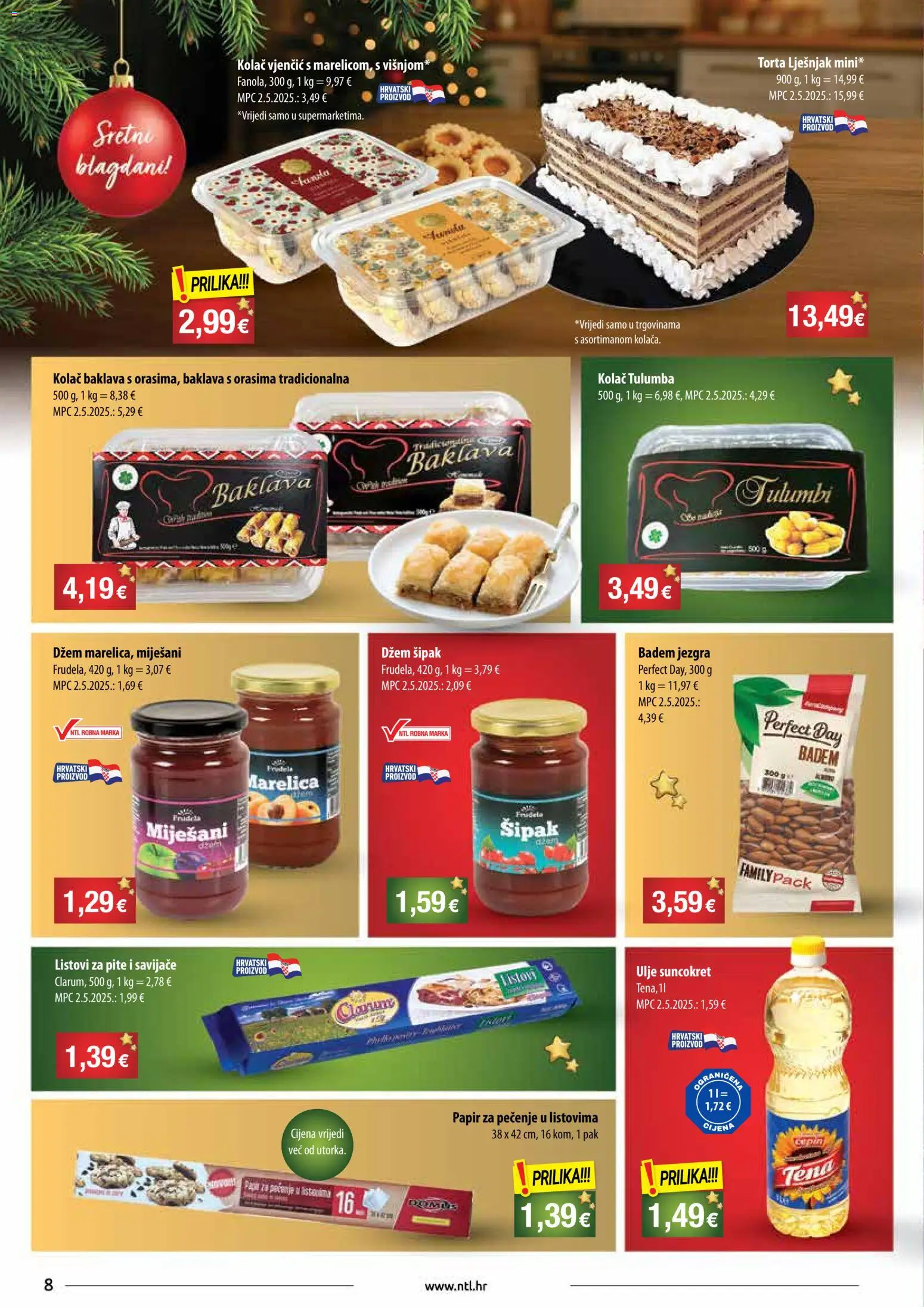 NTL katalog | vrijedi od 17.12.2025 | Stranica: 8 | Proizvodi: Papir za pečenje, Badem, Suncokret, Torta