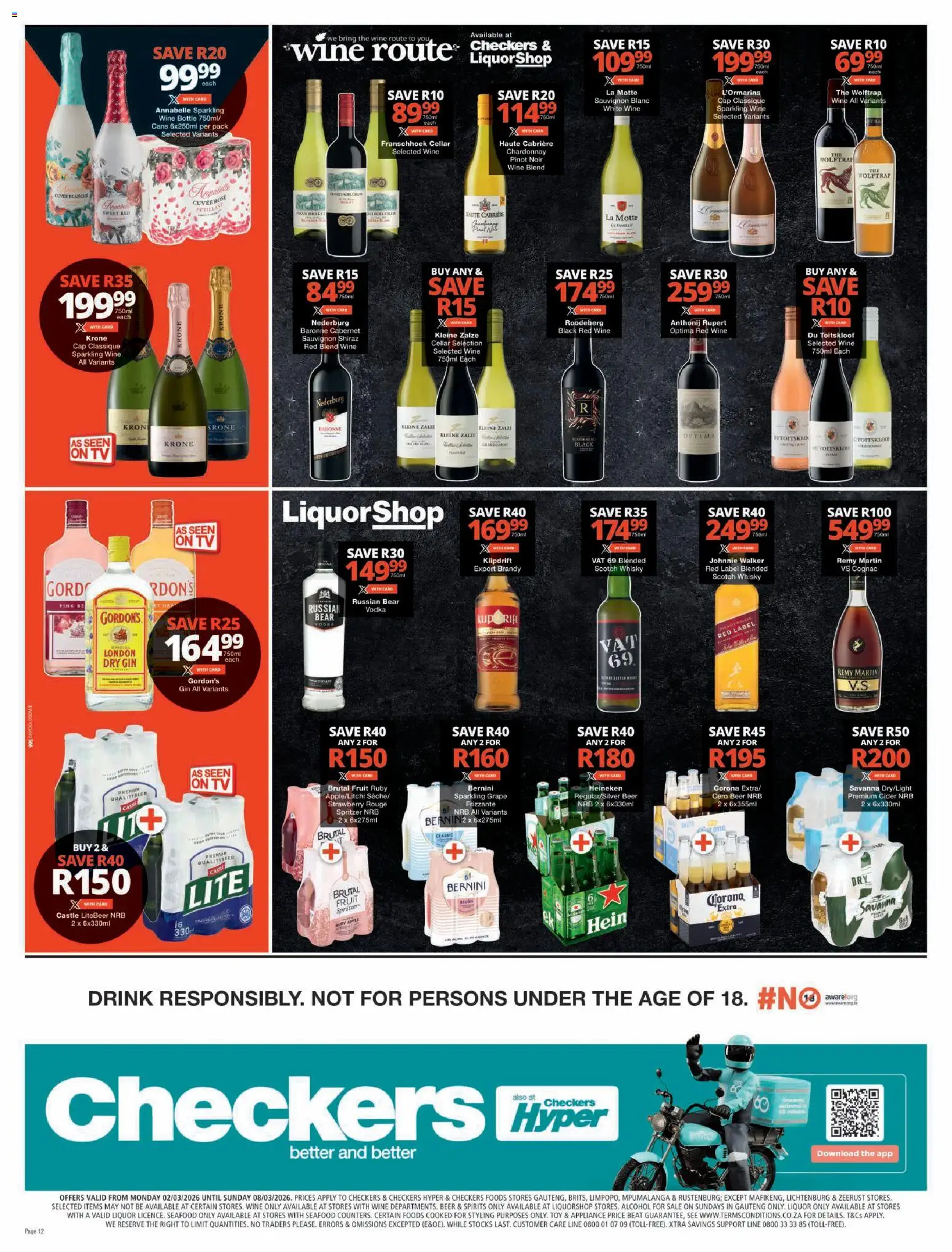 New Checkers catalogue – valid from 02.03.2026 | Page: 12 | Products: Cider, Wine, Vodka, Fruit