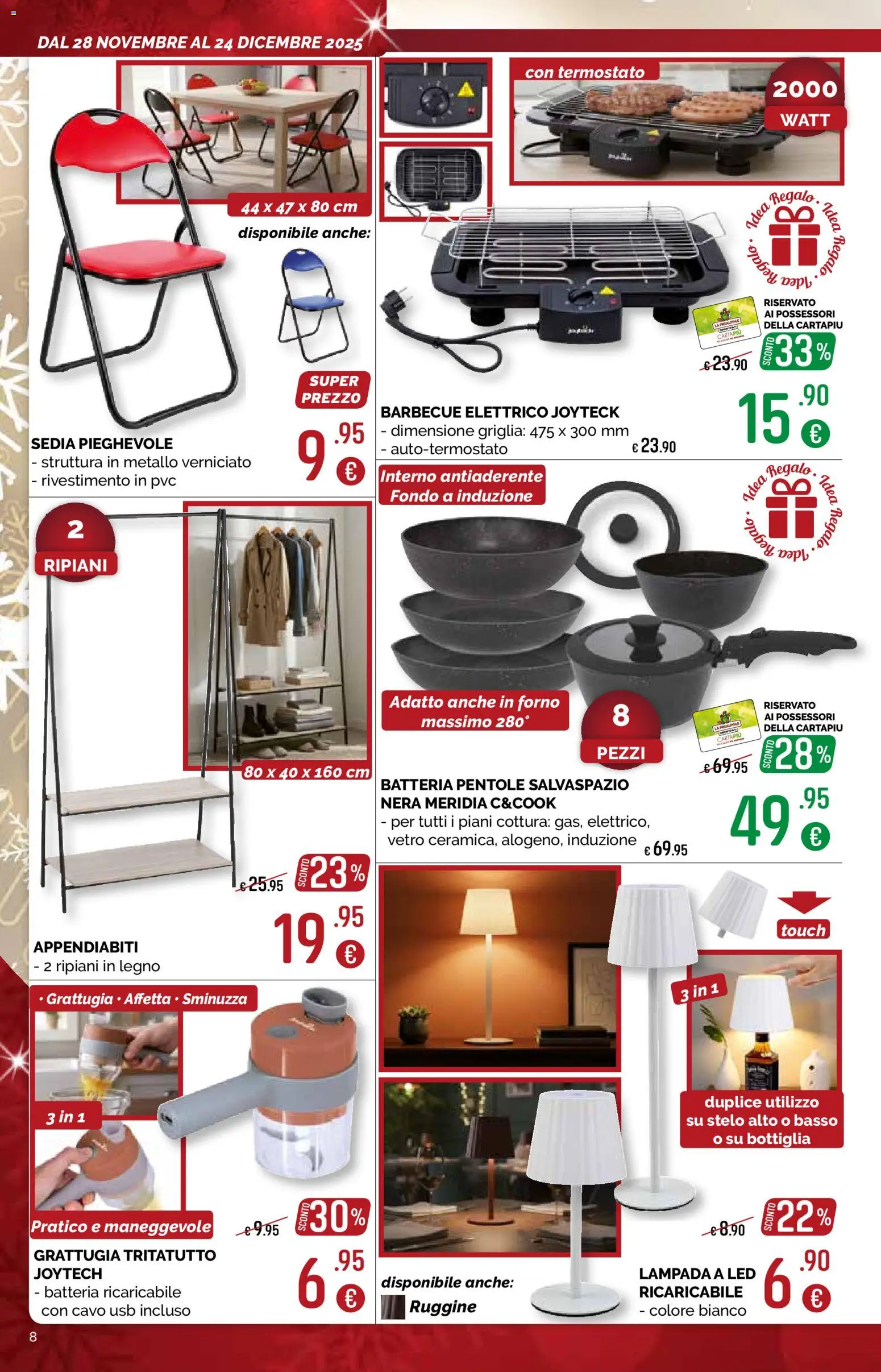 Volantino La Prealpina del 28.11.2025 | Pagina: 8 | Prodotti: Tritatutto, USB, Griglia, Sedia