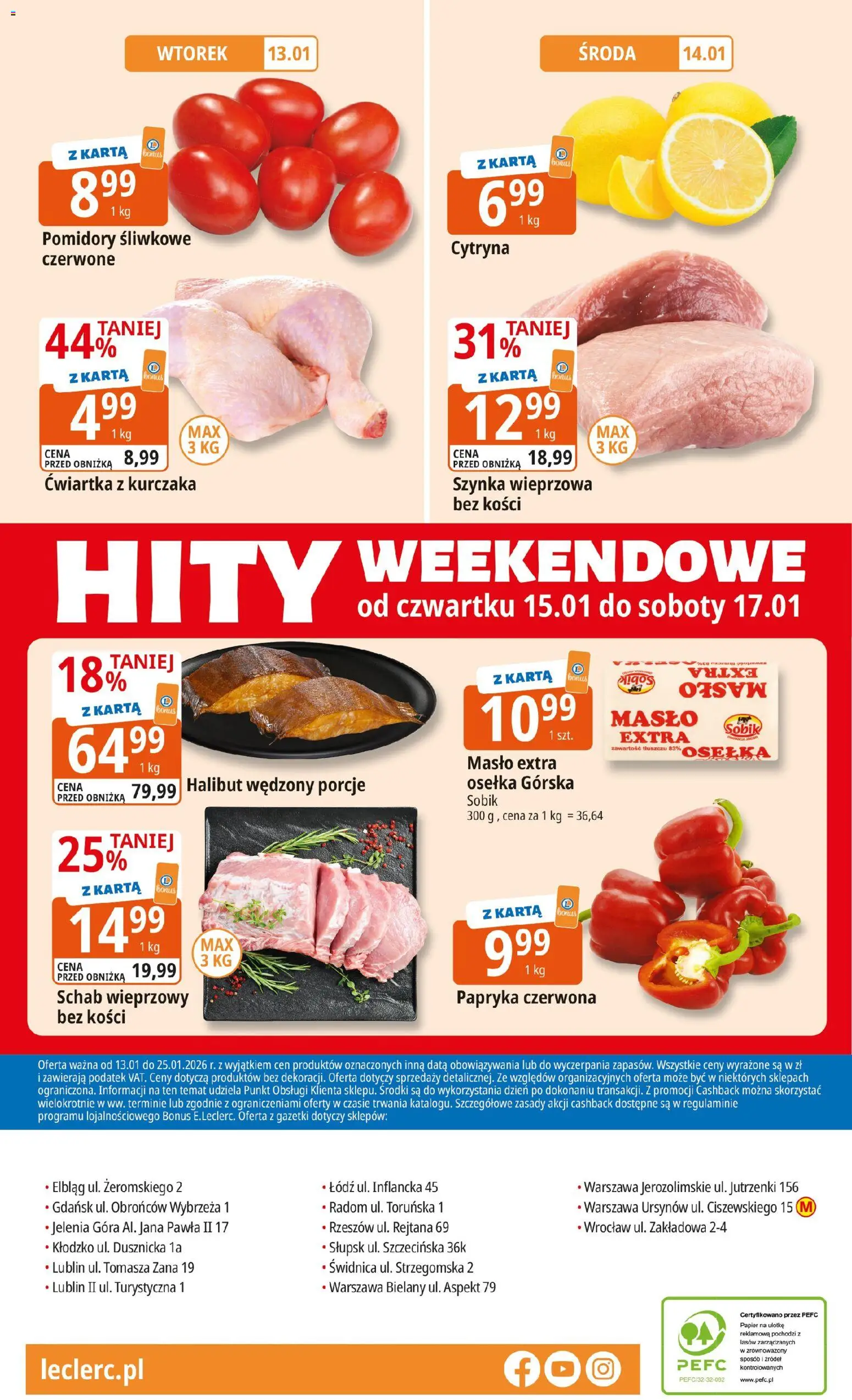E.Leclerc Gazetka - Wrocław od 13.01.2026 | Strona: 32 | Produkty: Schab, Schab wieprzowy bez kości, Papryka, Masło