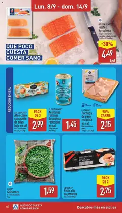 Atún claro con aceite de oliva bajo en sal, Pack 3 x 60 g peso esc. │ válido desde el 08.09.2025 | Página: 14 | Productos: Aceite, Aceite de oliva, Peso, Anchoa