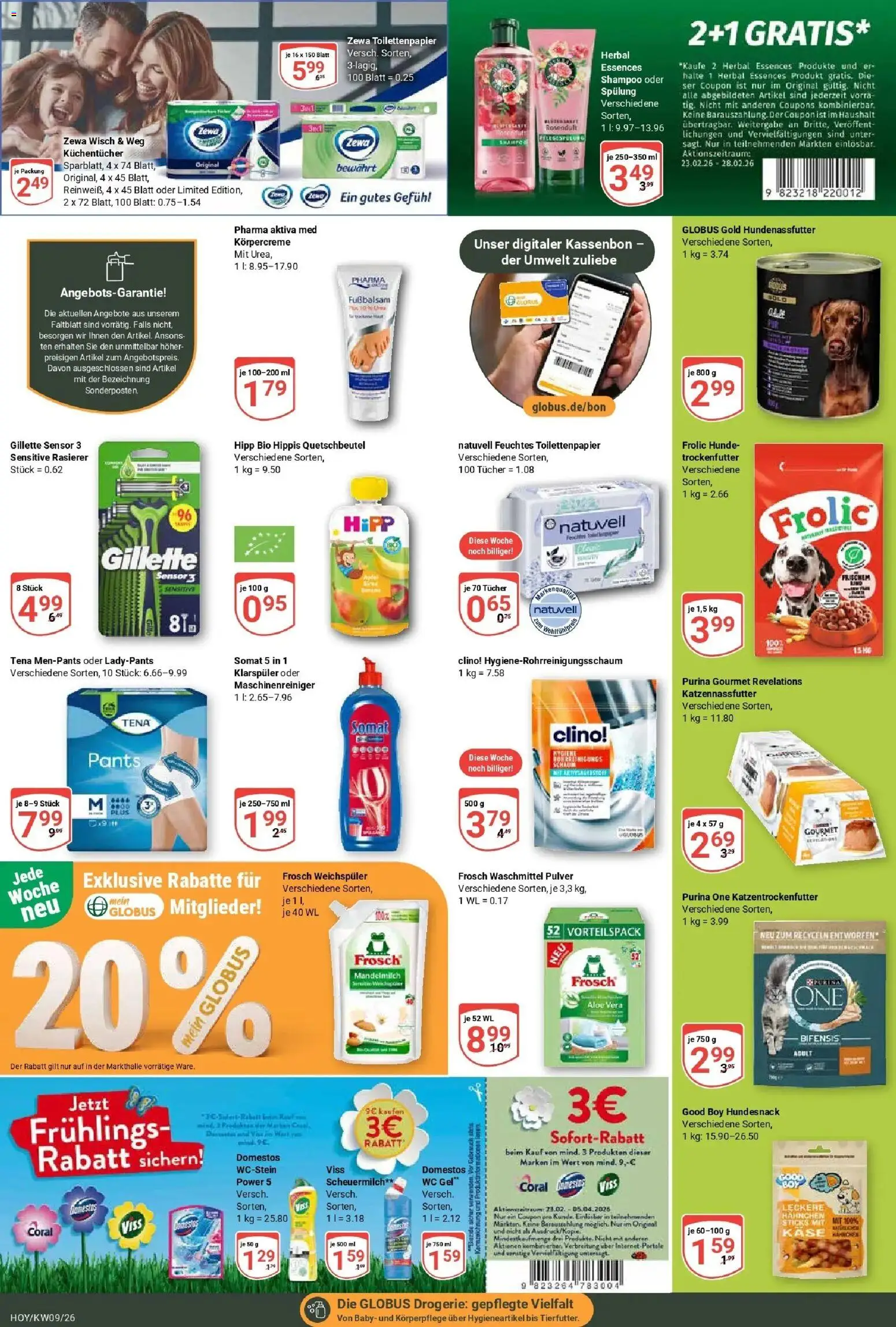 Globus Prospekt Hoyerswerda – gültig ab 23.02.2026 | Seite: 16 | Produkte: Zewa, Spülung, Körpercreme, Klarspüler