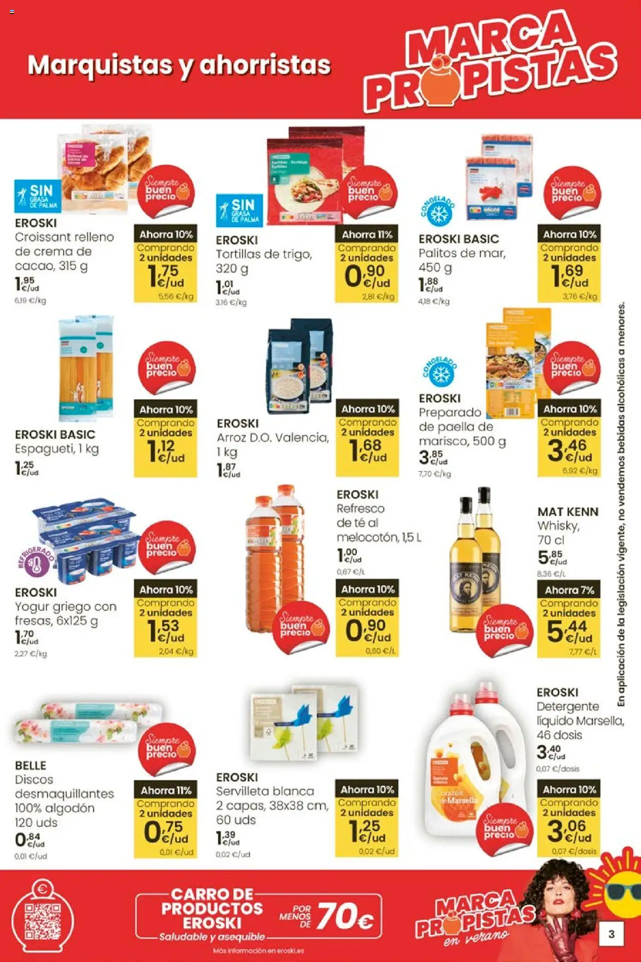 Eroski - Ofertones para conquistarte │ válido desde el 12.06.2025 | Página: 3 | Productos: Yogur, Μαγειρική εστία, Arroz, Crema