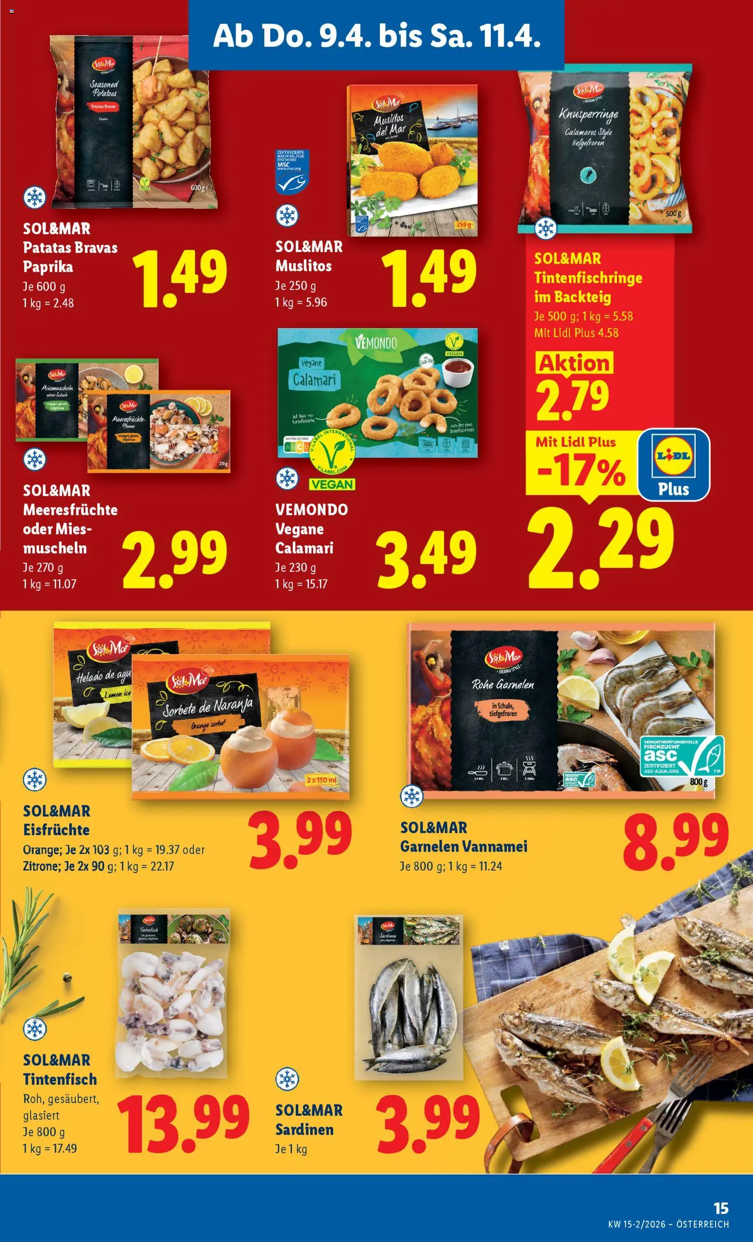 Lidl Flugblatt - Oberpullendorf, Güssing, Oberwart gültig ab 08.04.2026 | Seite: 17 | Produkte: Meeresfrüchte, Schal