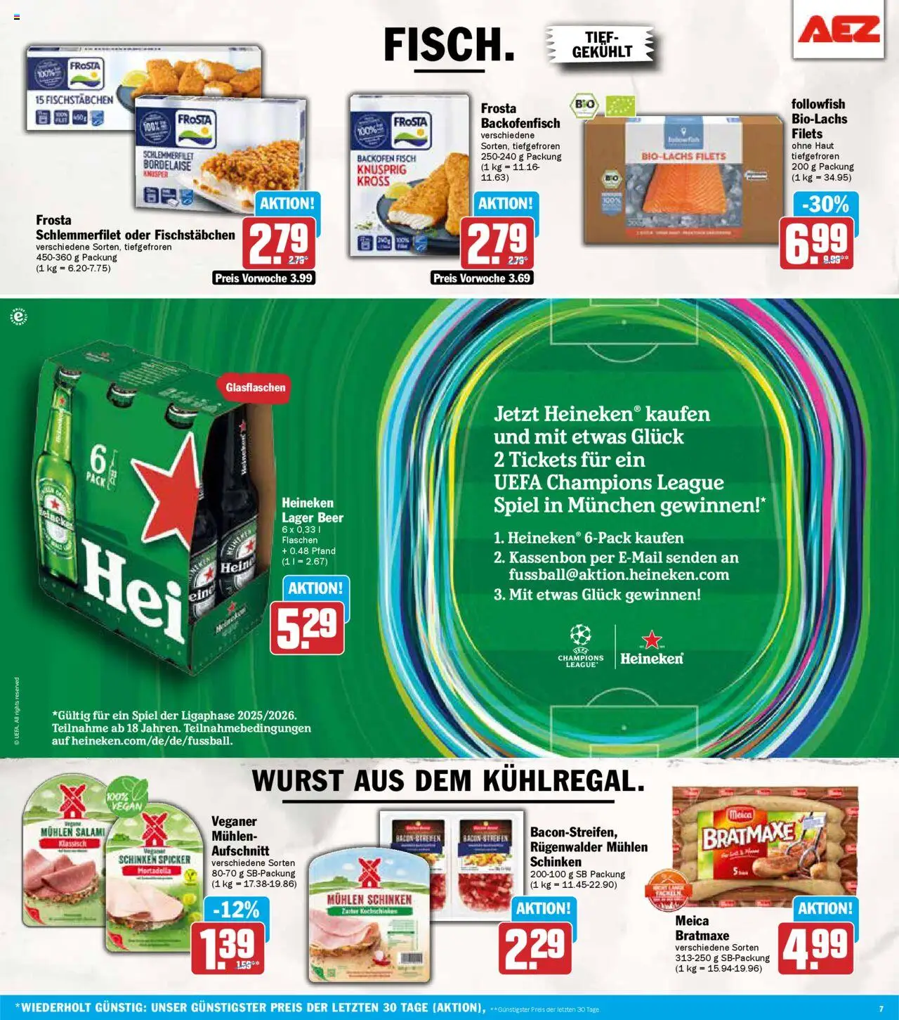 AEZ Prospekt 	 - gültig ab dem 11.08.2025 | Seite: 7 | Produkte: Spiel, Heineken, Wurst, Salami