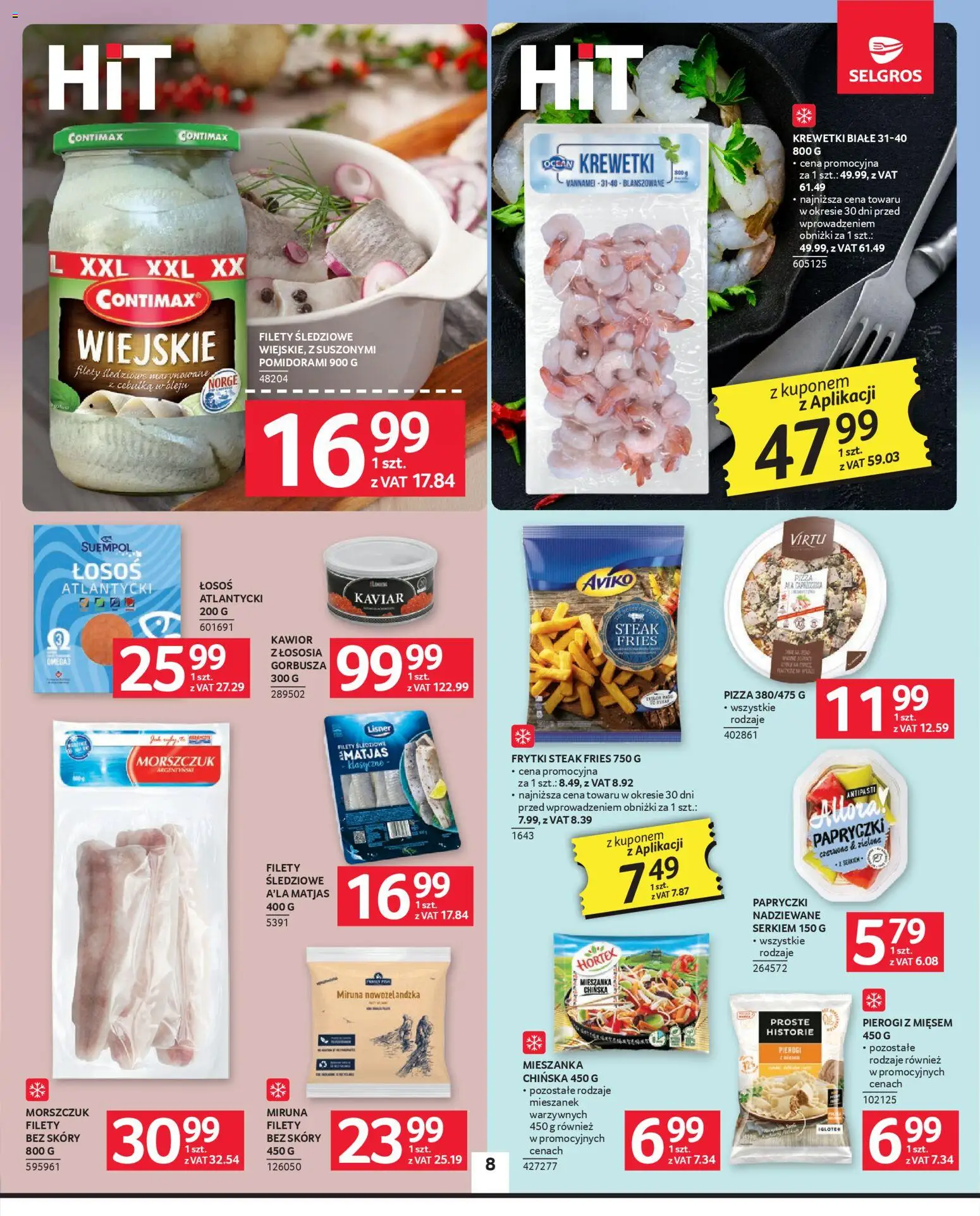 Selgros cash&carry Gazetka od 19.02.2026 | Strona: 8 | Produkty: Pierogi, Pierogi z mięsem, Krewetki białe, Morszczuk