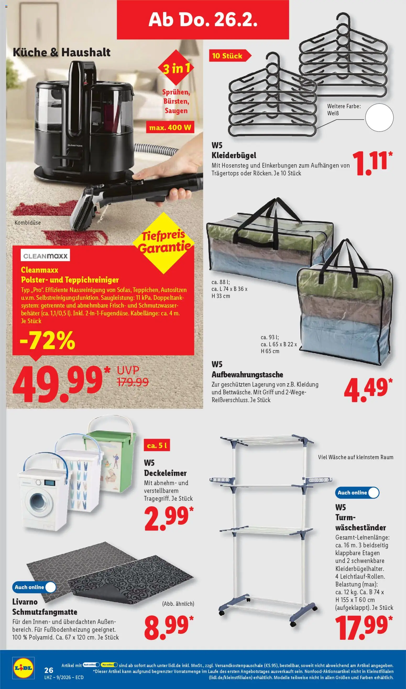 Lidl - Prospekt – gültig ab 23.02.2026 | Seite: 42 | Produkte: Küche, Kleiderbügel, Schmutzfangmatte, Waschestander