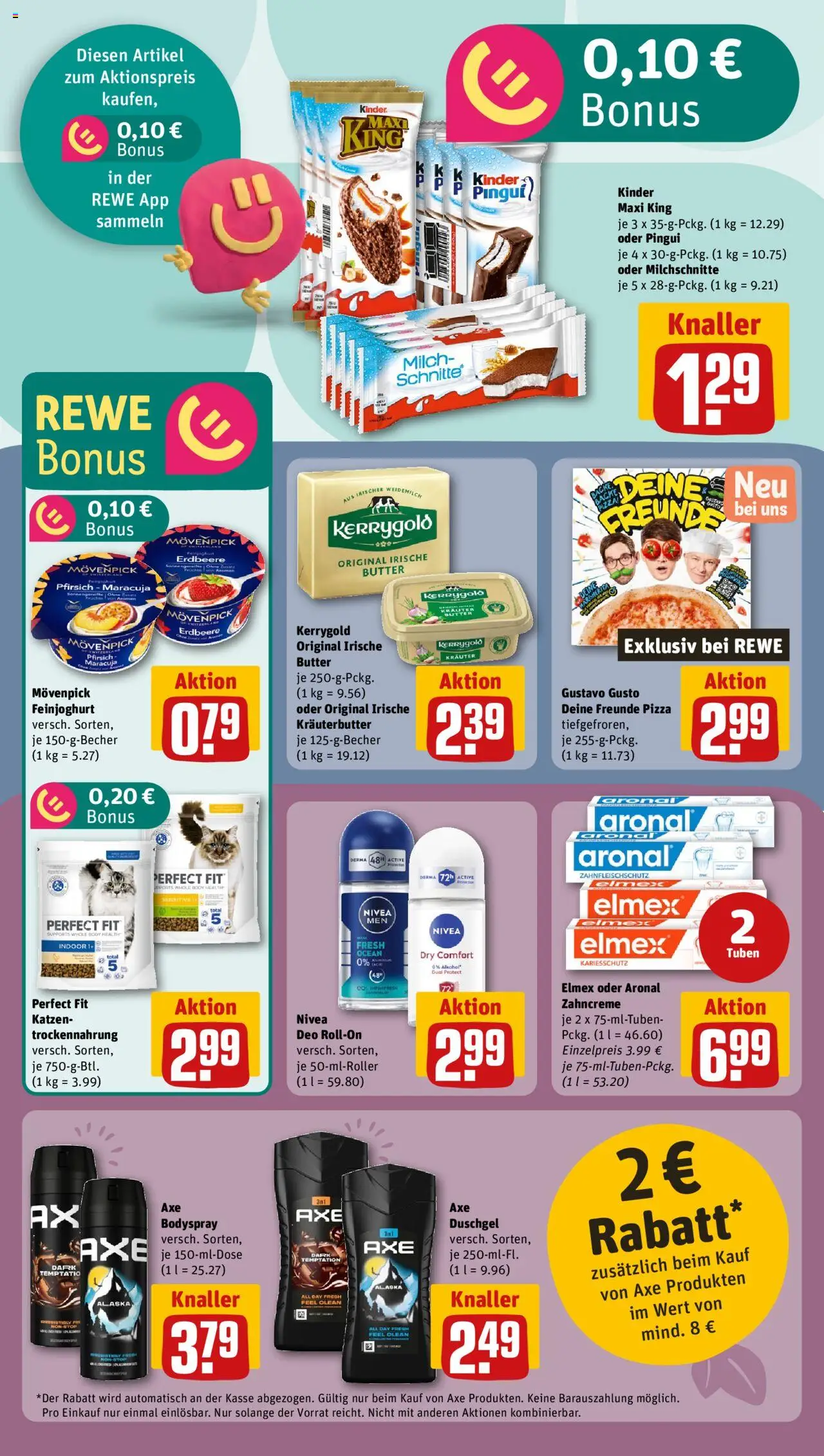Rewe Prospekt 	 - gültig ab dem 11.08.2025 | Seite: 14 | Produkte: Butter, Axe, Pfirsich, Pizza