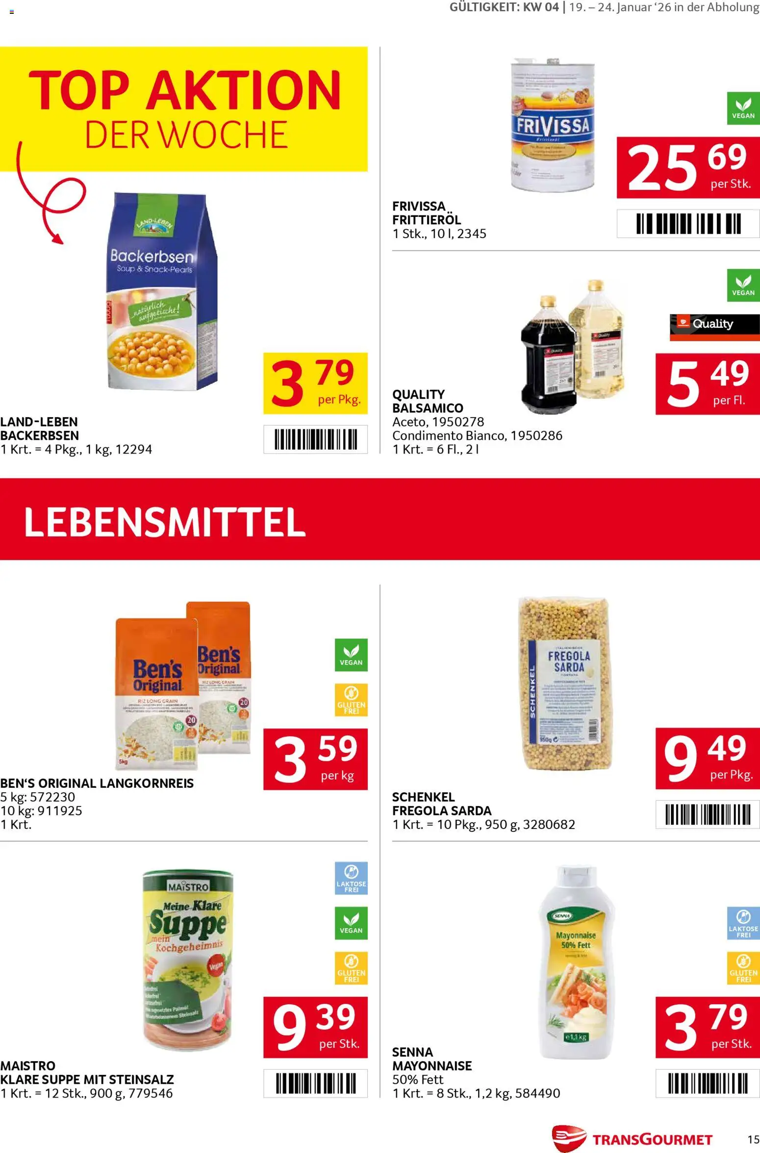 Transgourmet Flugblatt gültig ab 19.01.2026 | Seite: 15 | Produkte: Mayonnaise, Libacomb, Huile à frire
