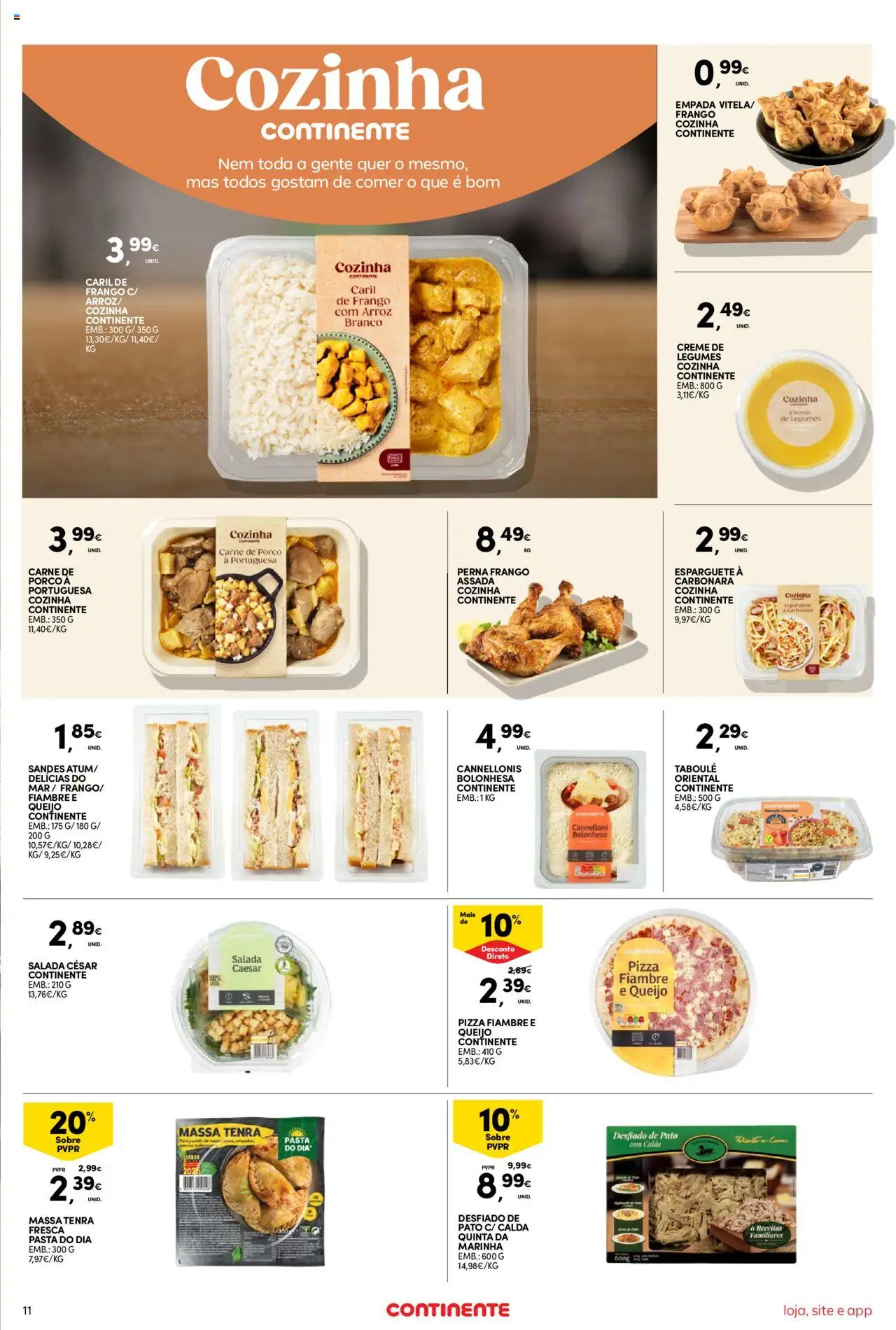 Continente Semanal Continente Bom Dia │ válido de 07.10.2025 | Página: 11 | Produtos: Frango, Pizza, Creme, Salada