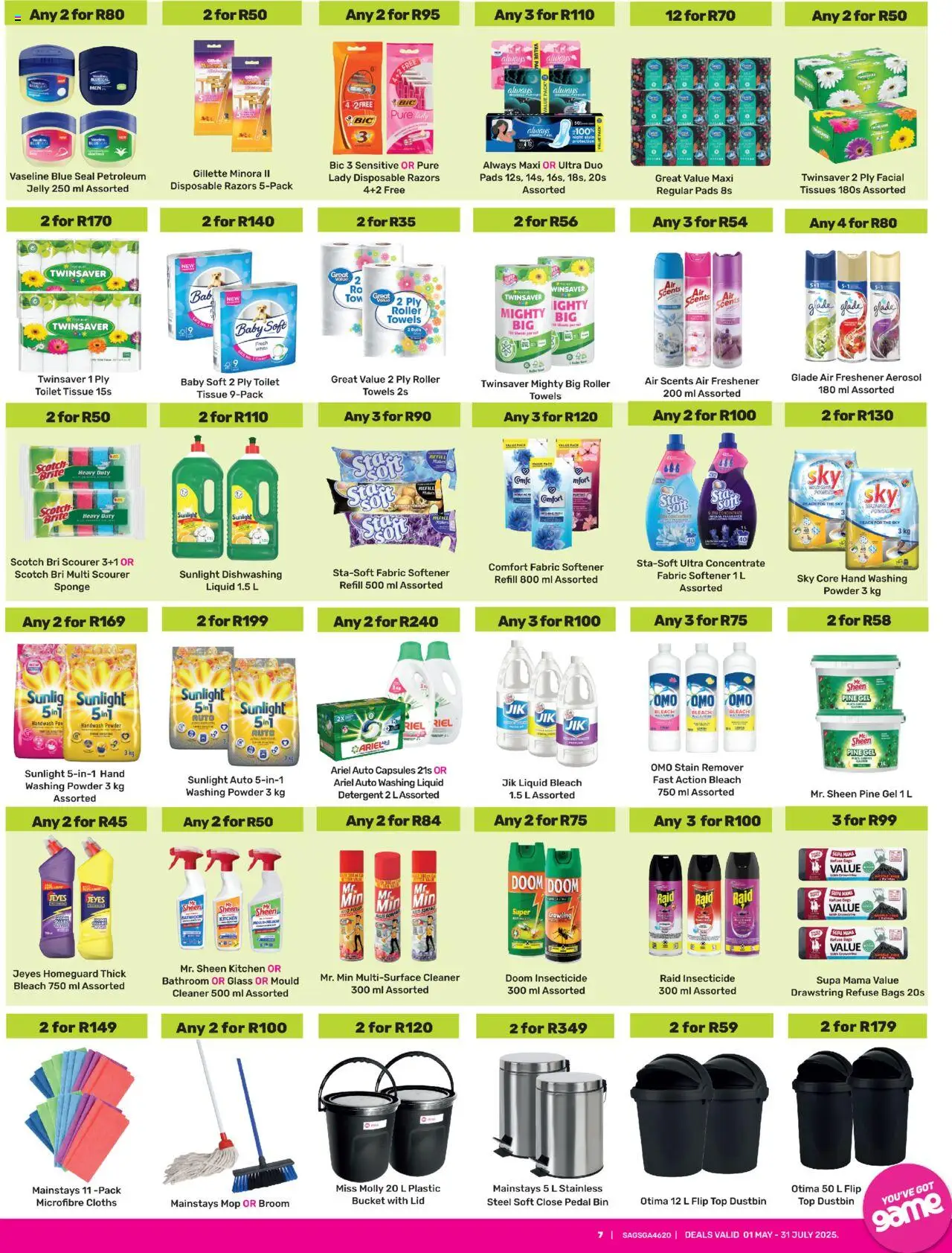 Game More 4 Less │ valid from 01.05.2025 | Page: 7 | Products: Toilet, Air freshener, Fabric softener, Stain remover