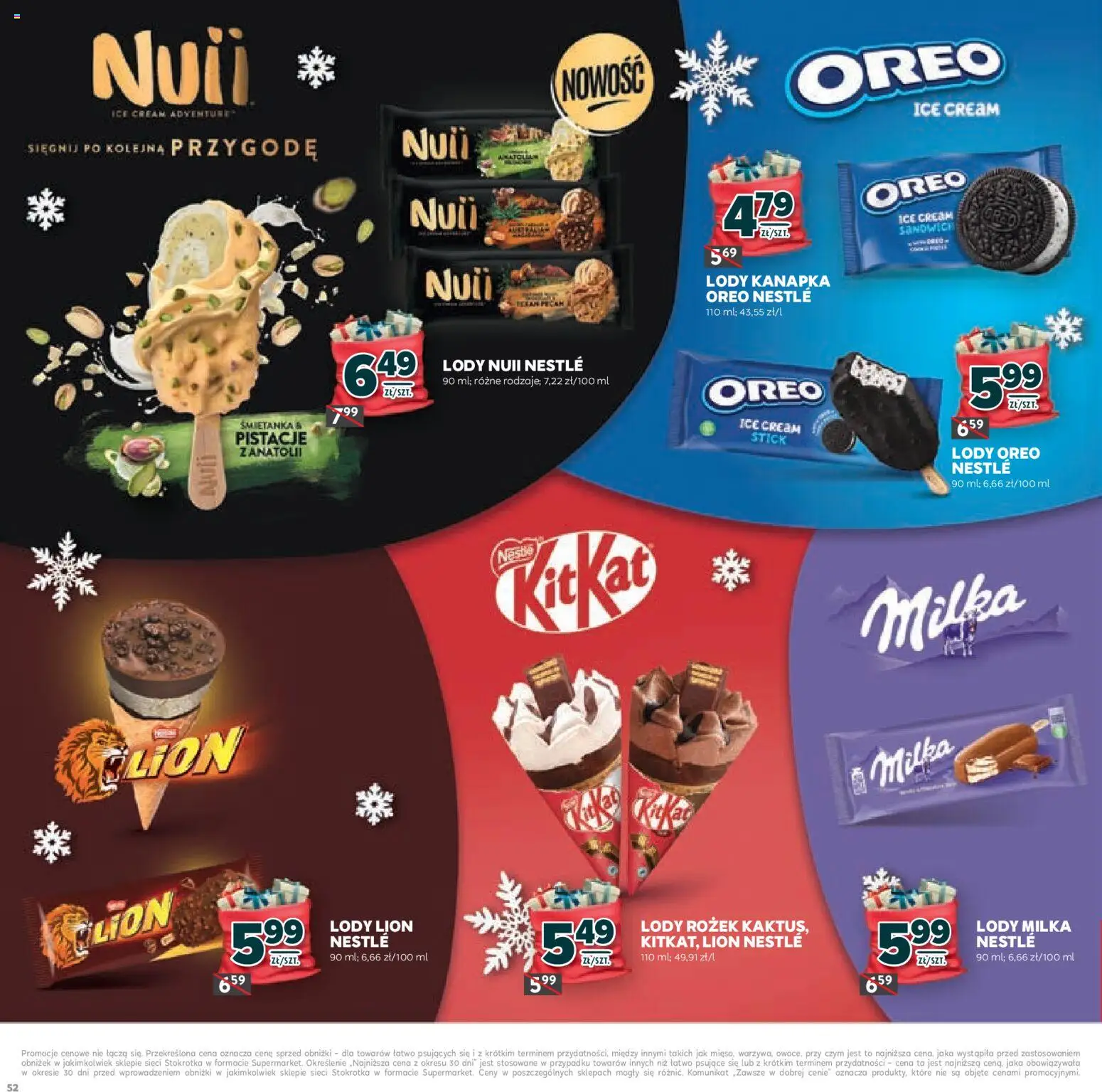 Stokrotka Gazetka - Mikołajki od 20.11.2025 | Strona: 52 | Produkty: Stokrotka, Sandwich, Milka, Lody