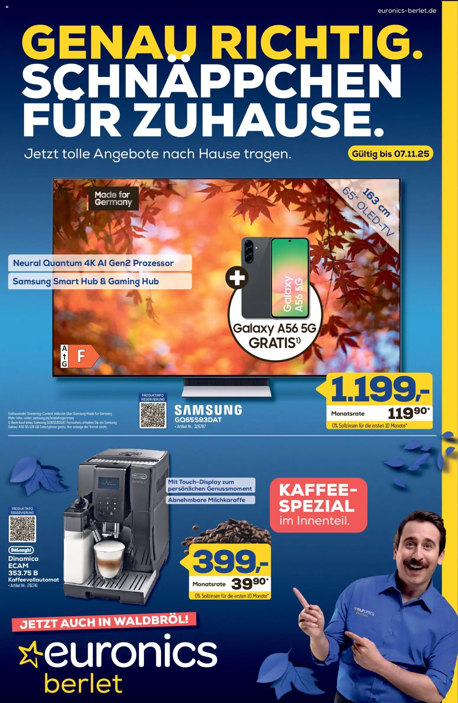 Euronics Schnäppchen für Zuhause! – gültig ab 30.10.2025 | Seite: 1 | Produkte: Kaffee, Samsung, Kaffeevollautomat, Smartphone