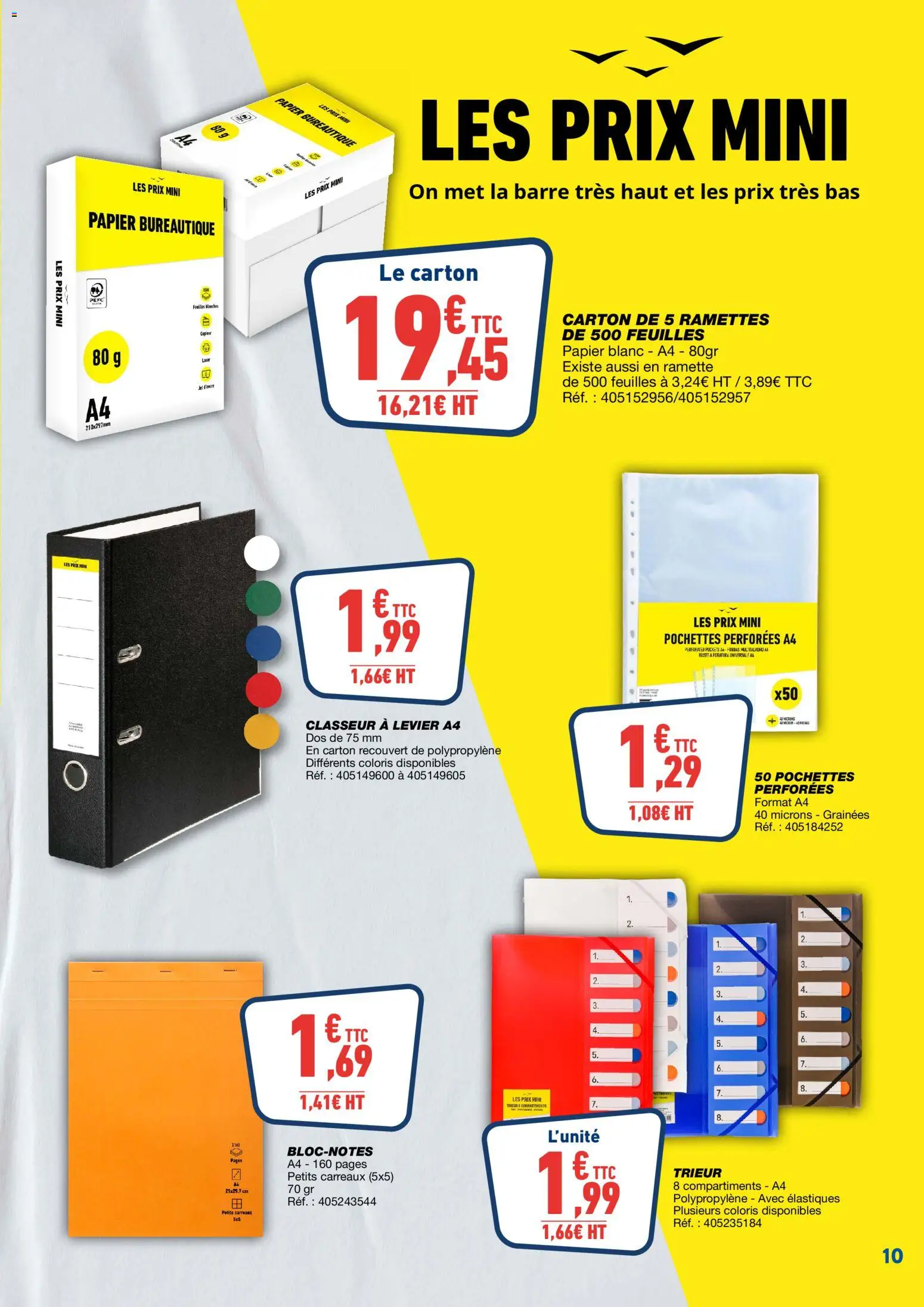 {H1} | Page: 10 | Produits: Élastiques, Papier blanc