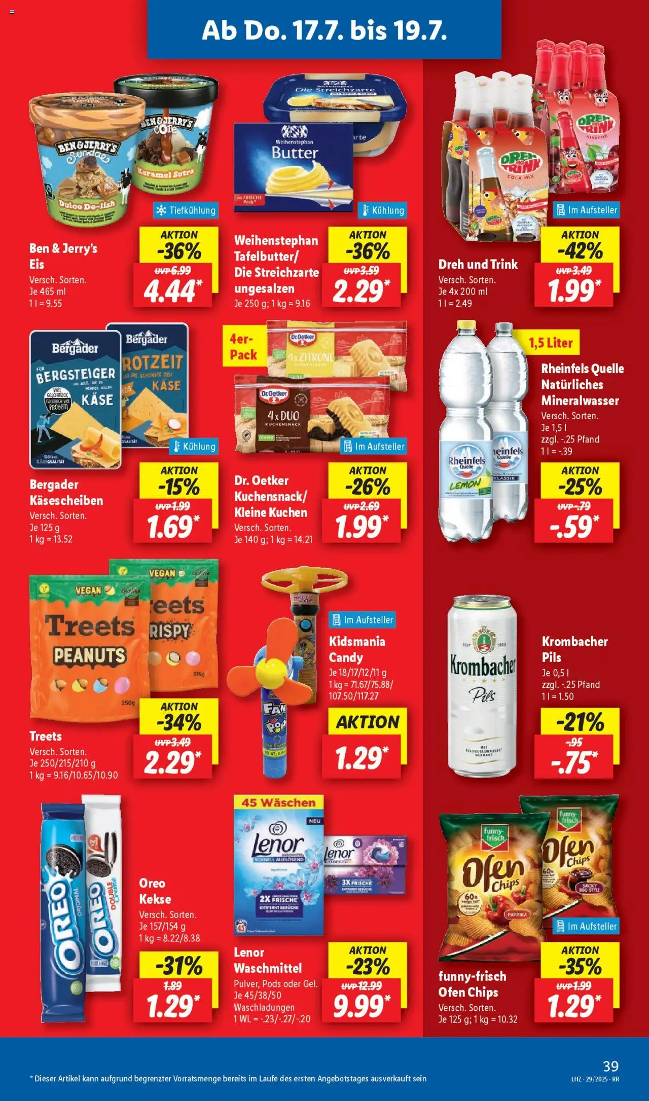 Lidl Prospekt Solingen - gültig ab dem 14.07.2025 | Seite: 57 | Produkte: Funny frisch, Ben & Jerry's, Chips, Rheinfels quelle