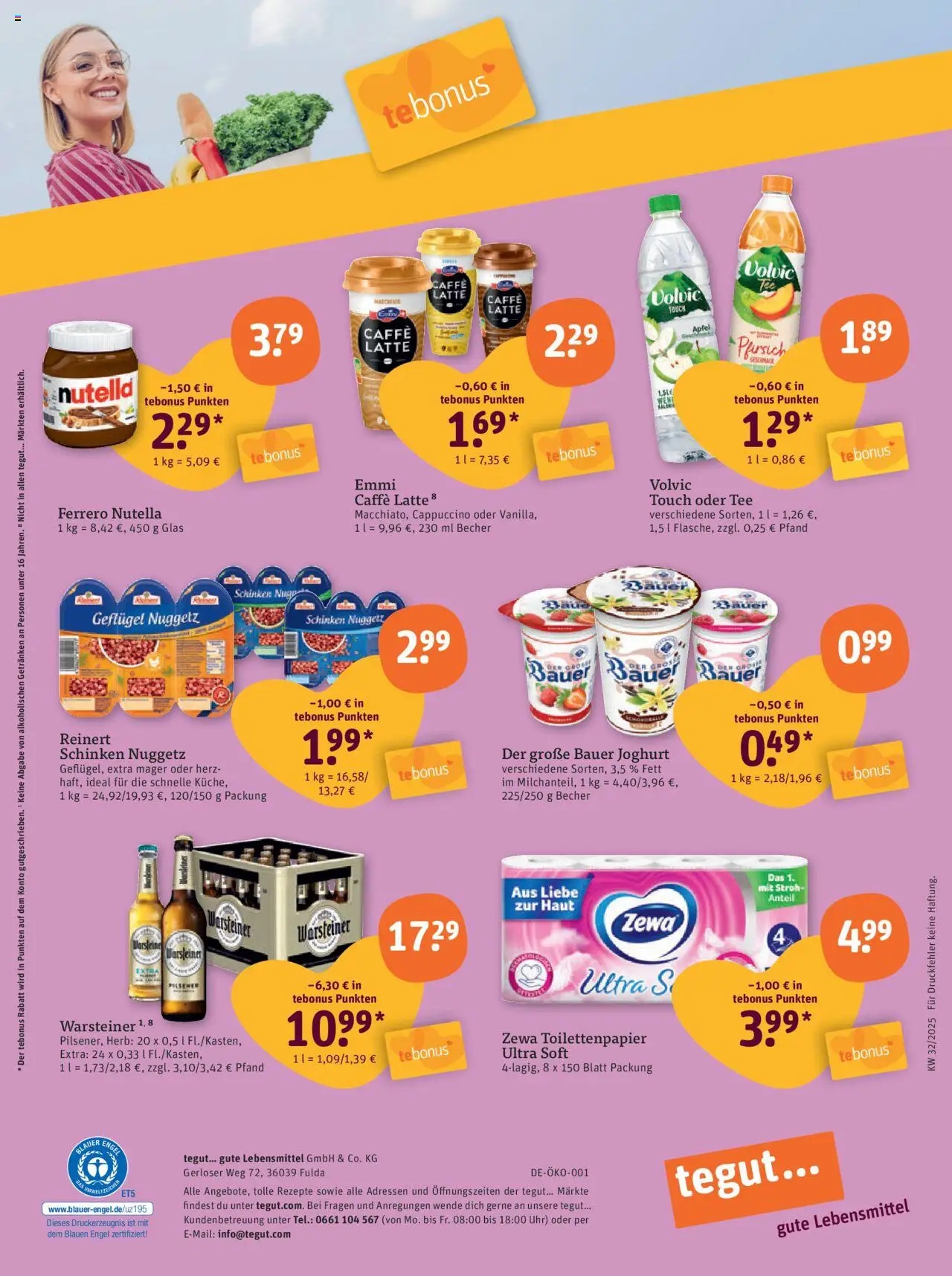 Tegut - Rheinland-Pfalz, Niedersachsen, Heidelberg - gültig ab dem 07.08.2025 | Seite: 23 | Produkte: Joghurt, Bauer joghurt, Schinken, Toilettenpapier