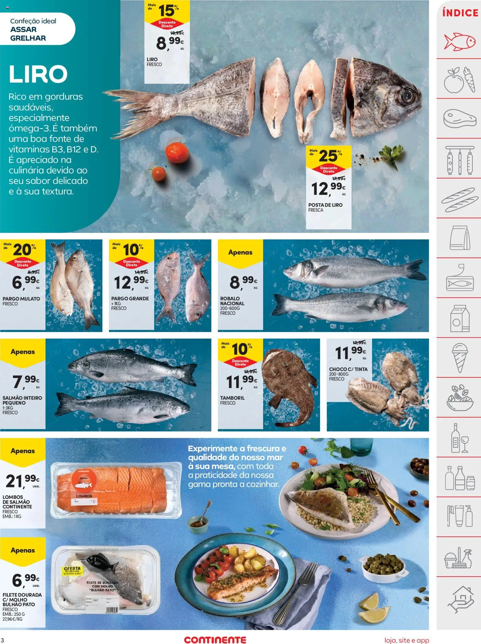 Continente folheto │ válido de 25.11.2025 | Página: 3 | Produtos: Dourada, Tinta, Salmão, Tamboril