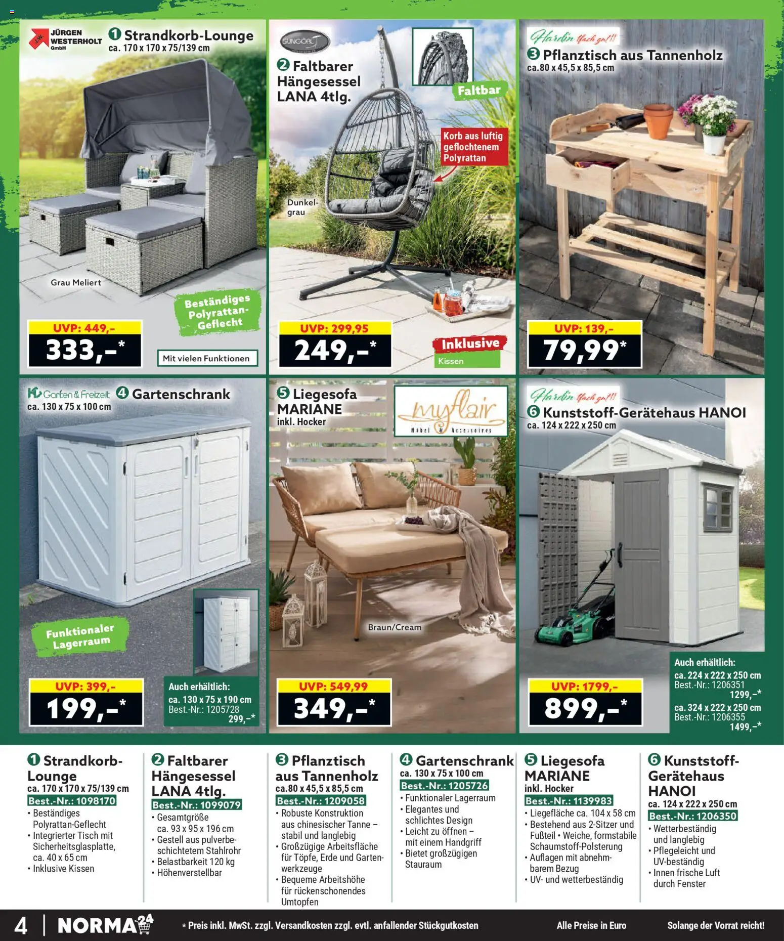 Norma Bestellmagazin März 2026 – gültig ab 01.03.2026 | Seite: 4 | Produkte: Hocker, Kissen, Tisch, Korb