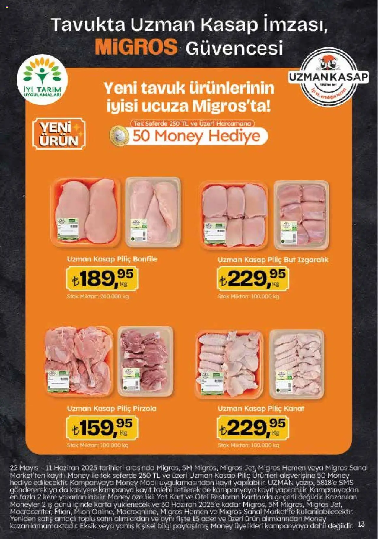 Migros Katalog - 5M Migroskop Dijital - 22.05.2025 tarihinden itibaren geçerlidir | Sayfa: 13 | Ürünler: Piliç, Piliç bonfile, Pirzola